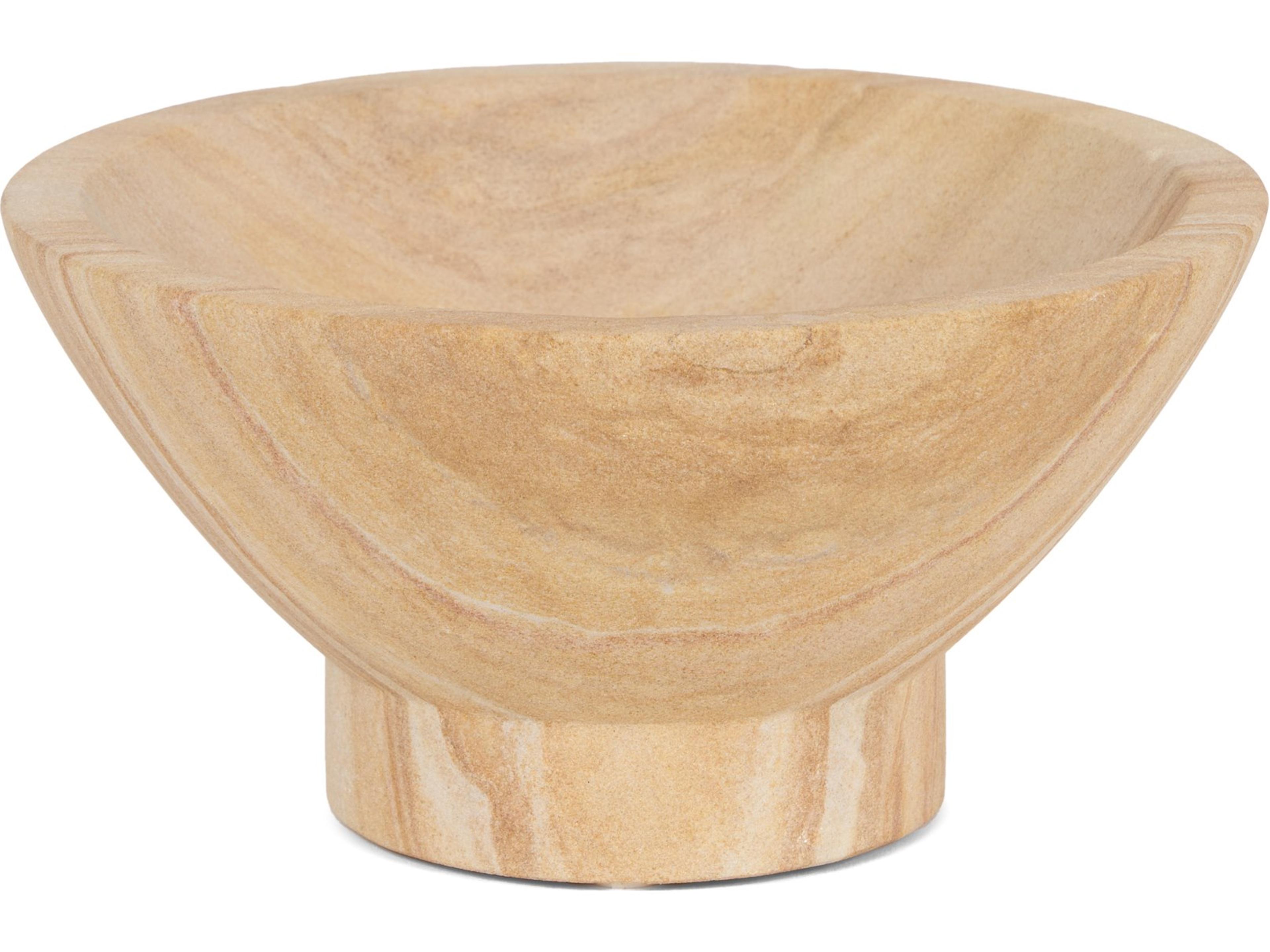 Mercana Ramira Beige Sandstone Decorative Pedestal Bowl