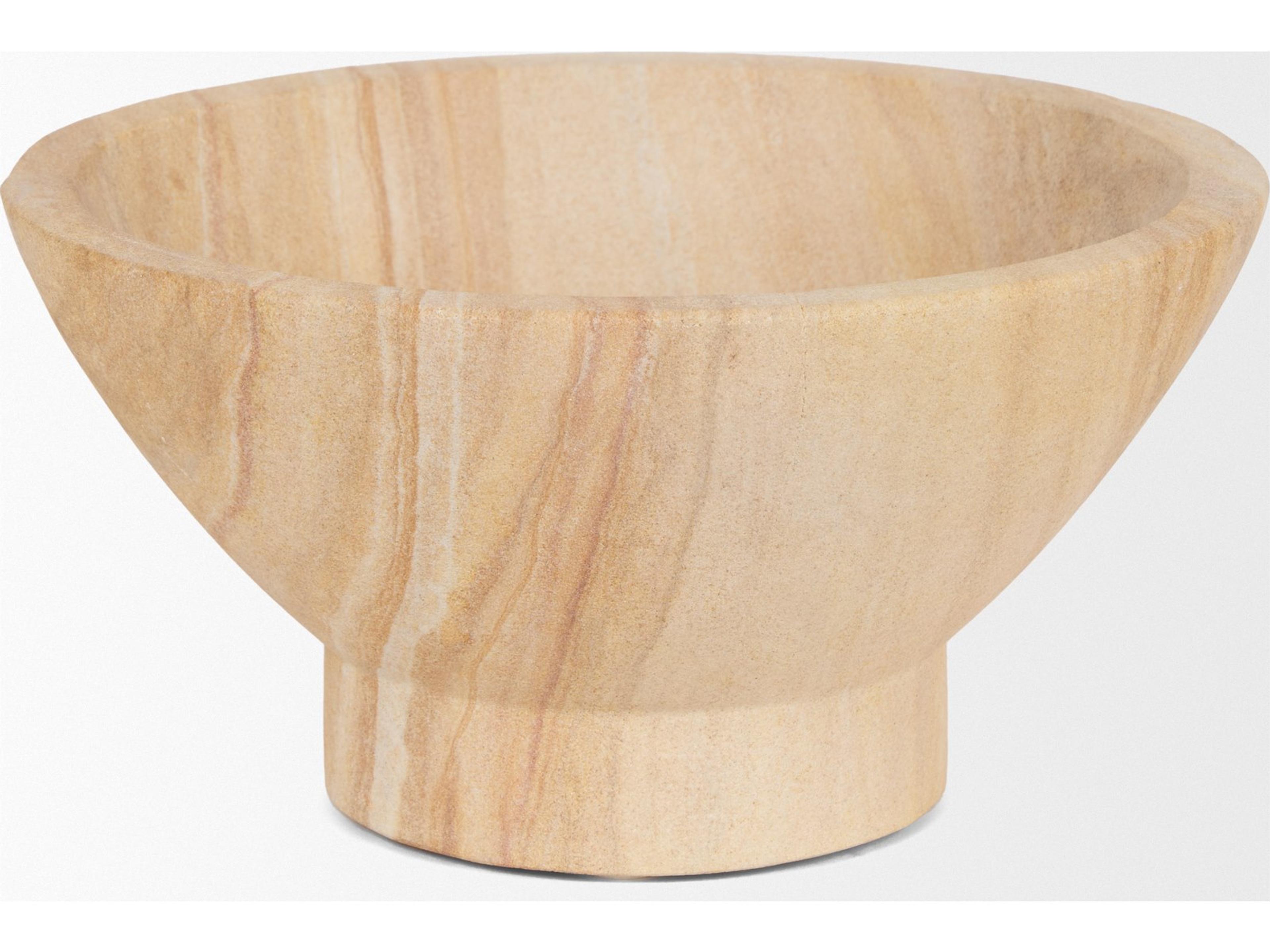 Mercana Ramira Beige Sandstone Decorative Pedestal Bowl