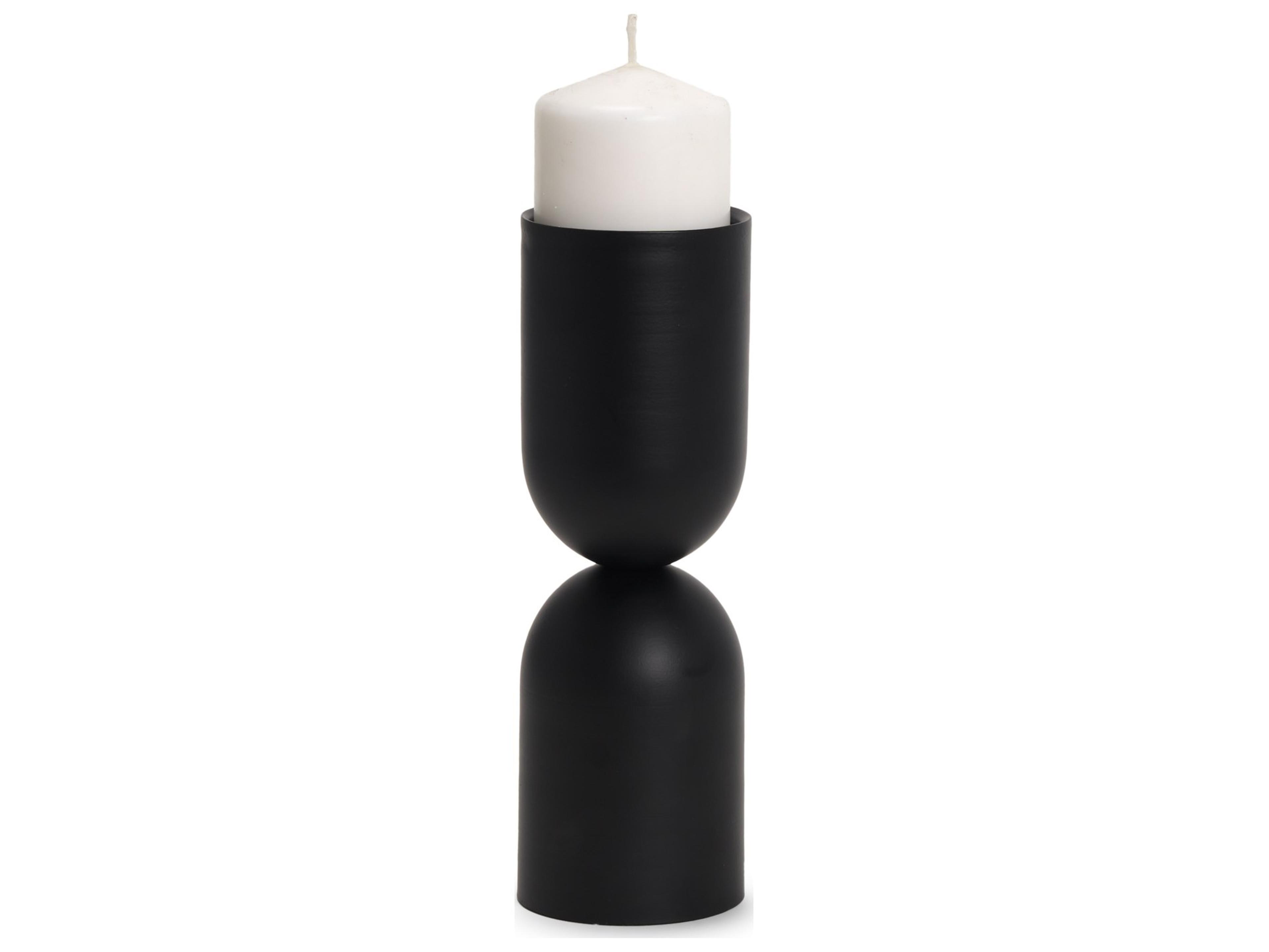 Qamra Medium Black Metal Pillar Candle Holder