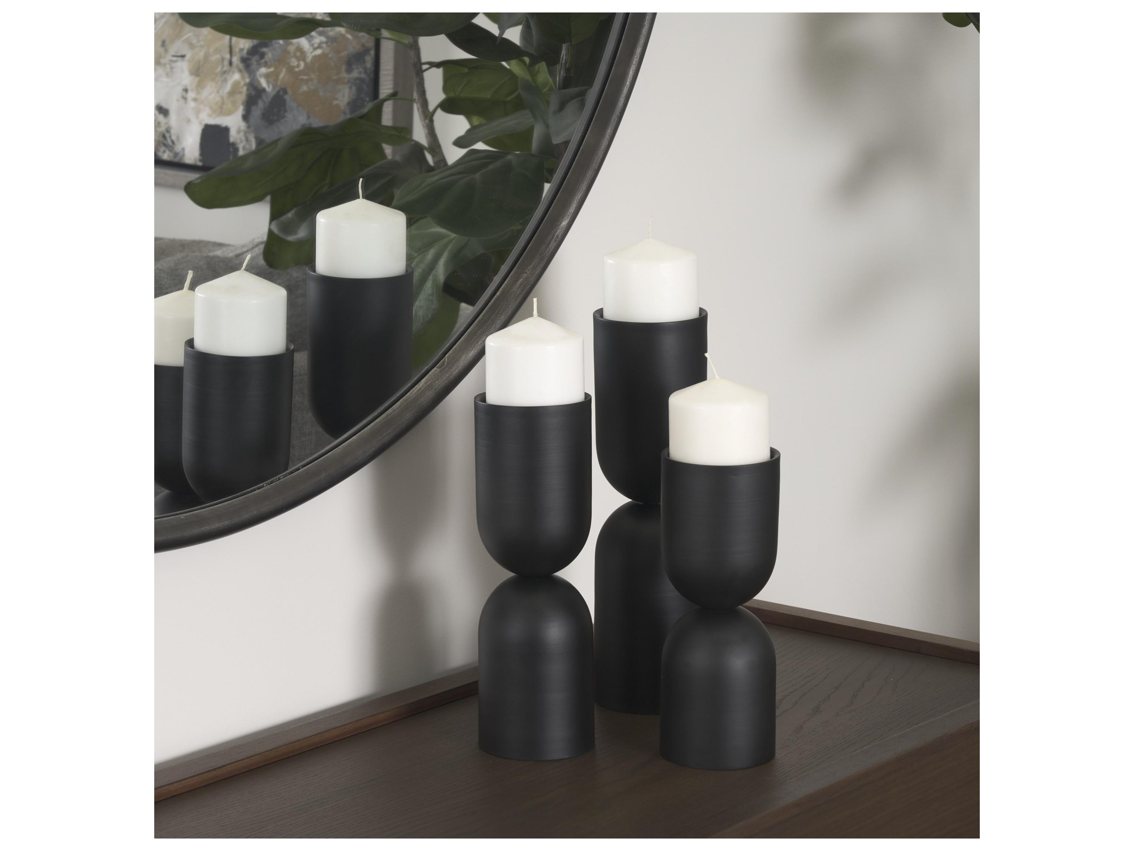 Mercana Qamra Medium Black Metal Pillar Candle Holder
