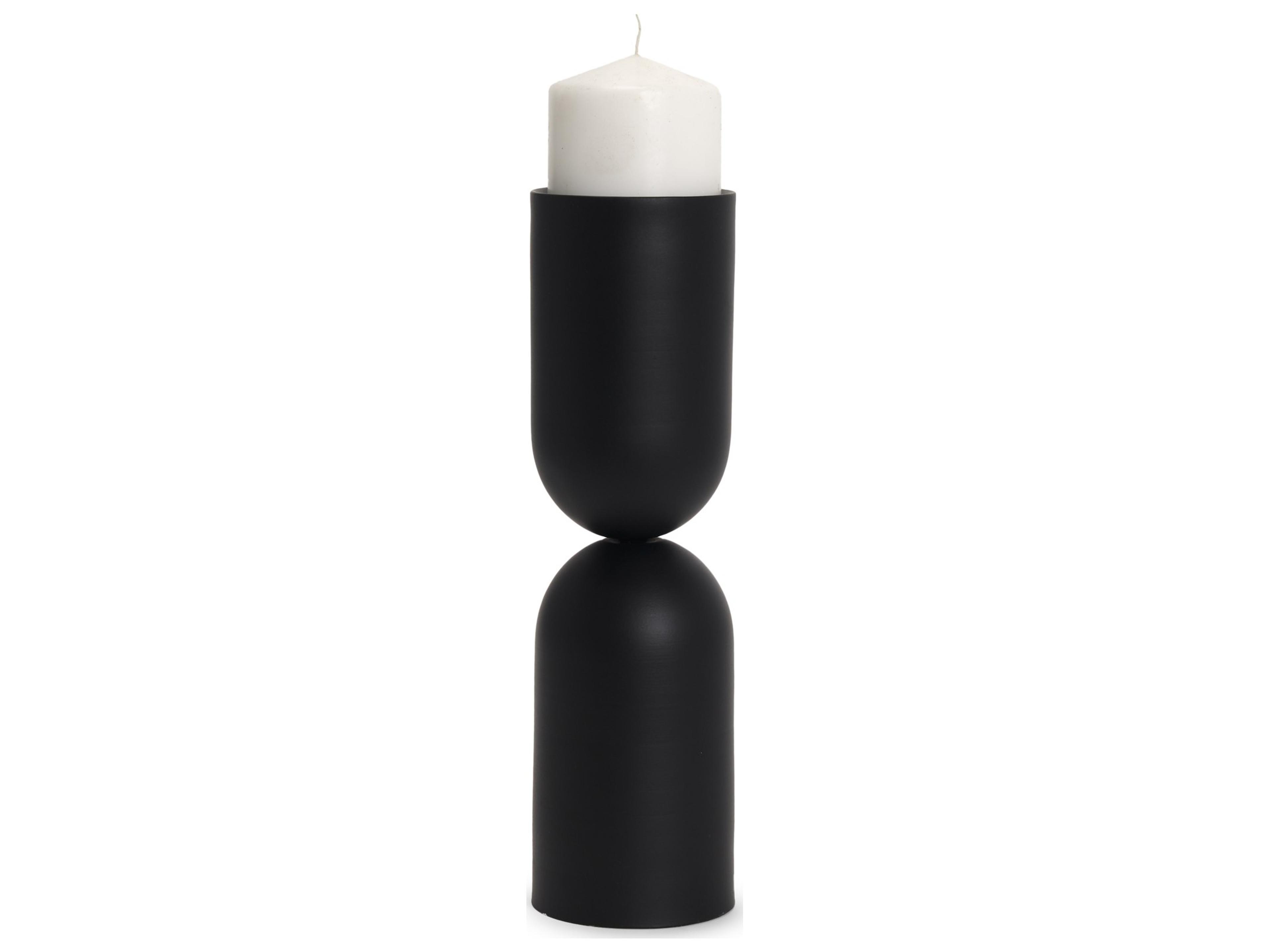 Qamra Tall Black Metal Pillar Candle Holder