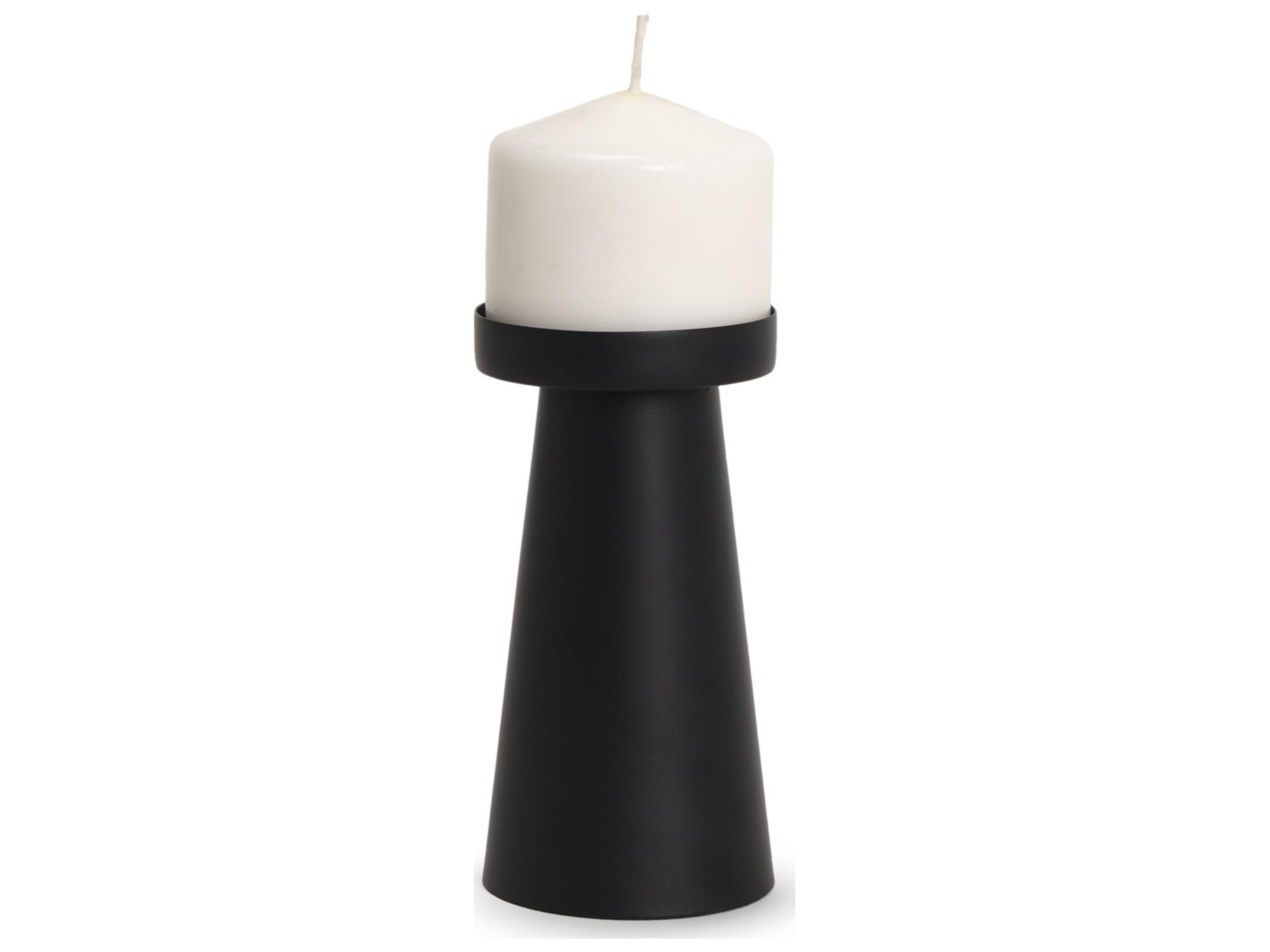 Quadir Short Matte Black Metal Candle Holder