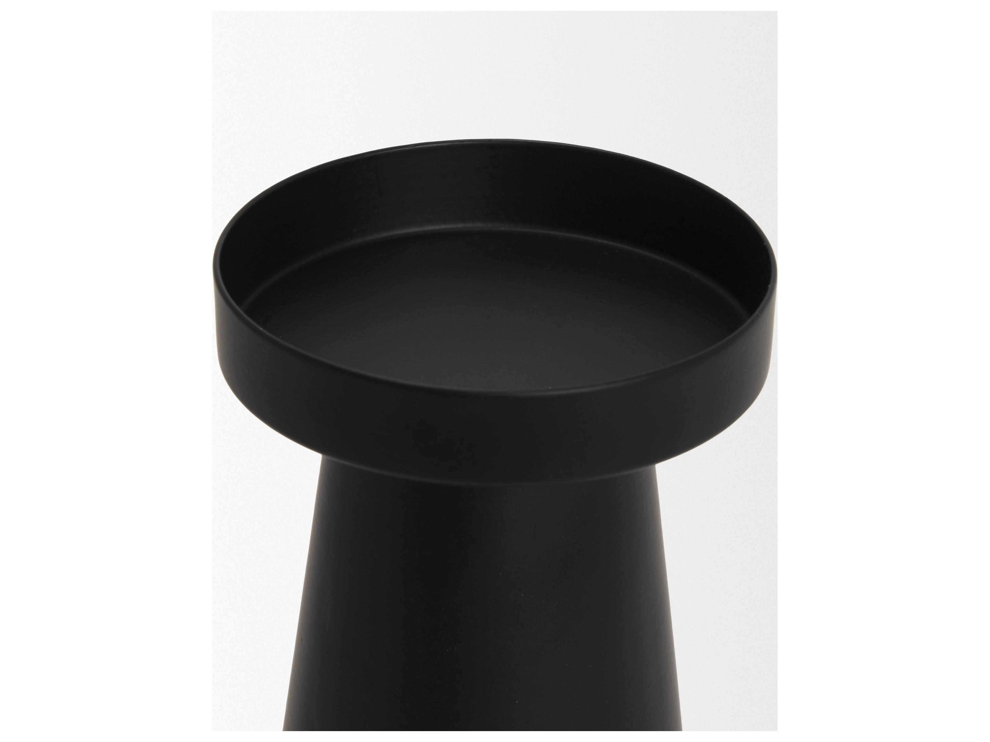 Mercana Quadir Short Matte Black Metal Candle Holder