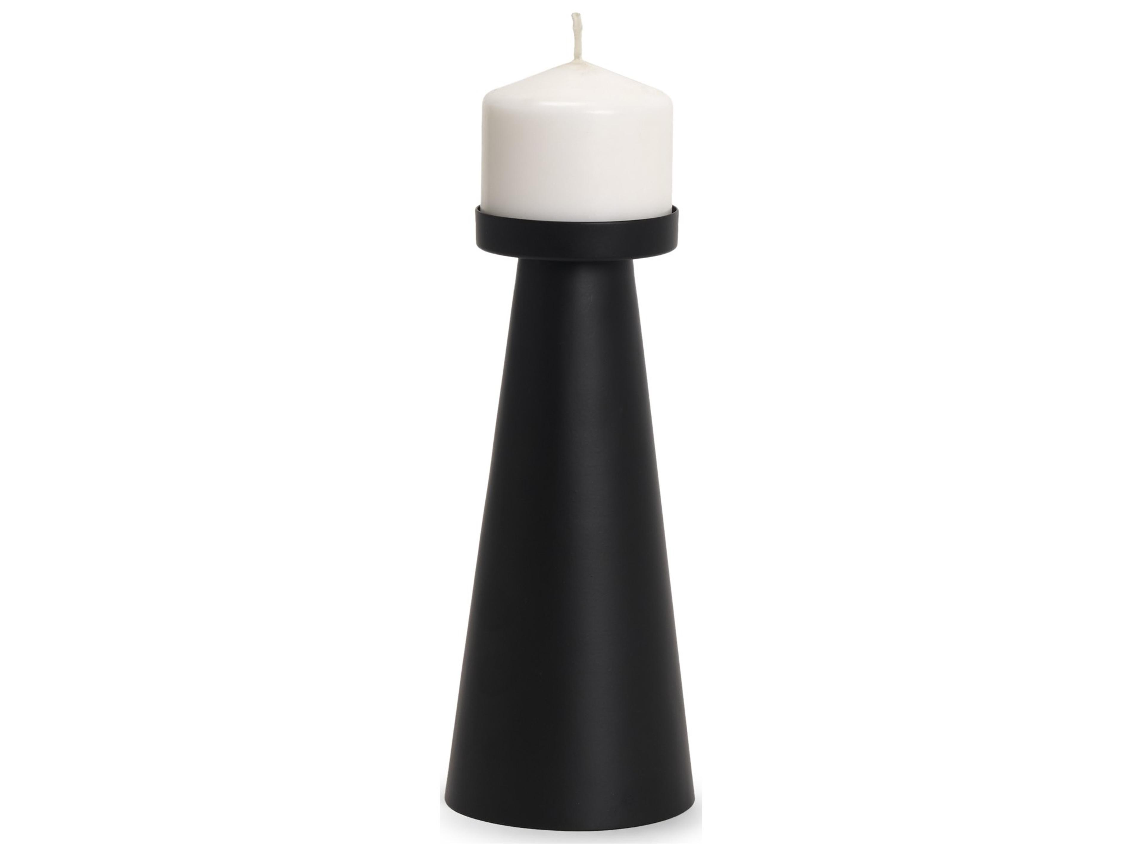 Quadir Tall Matte Black Metal Candle Holder