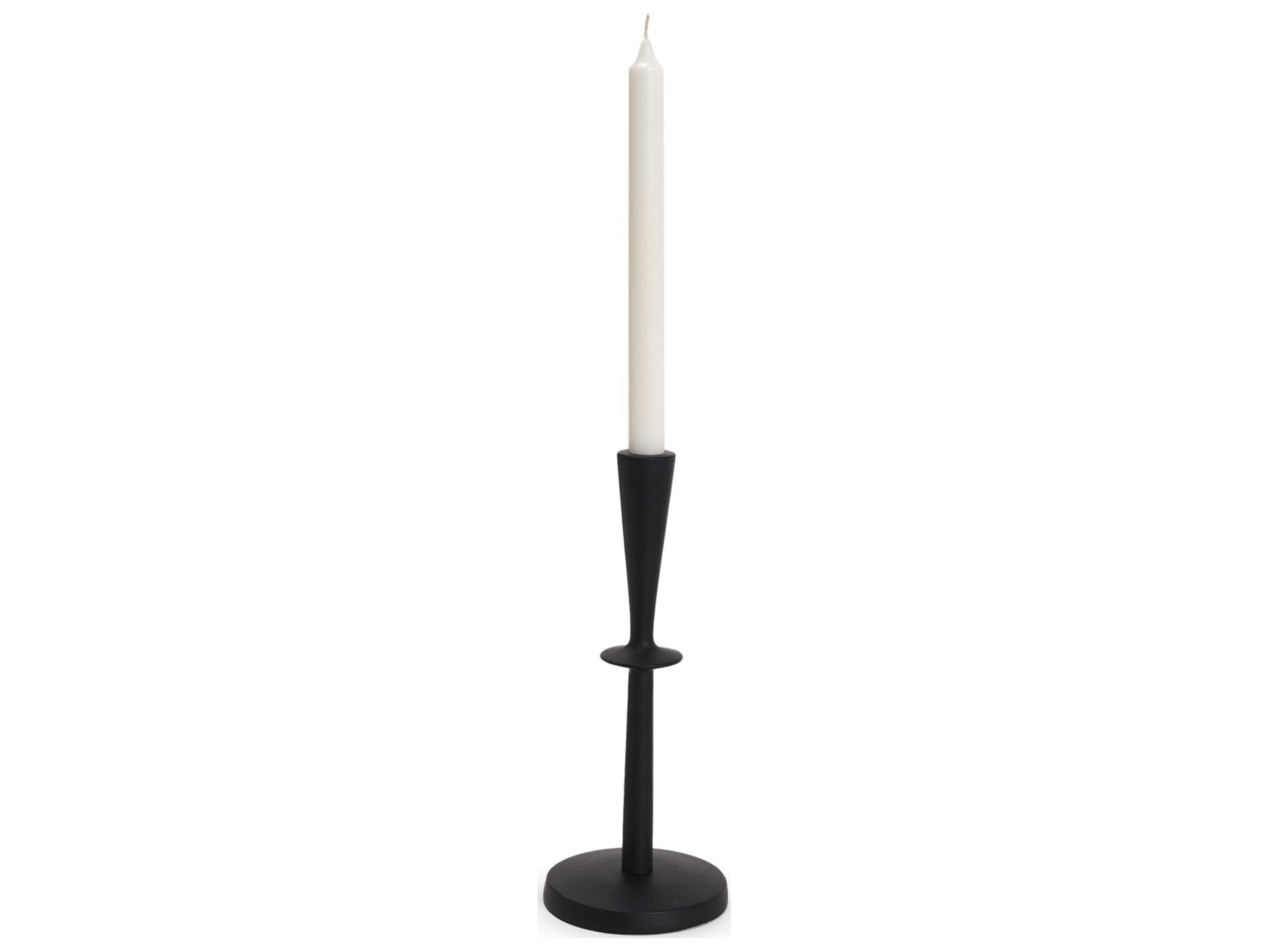 Qwin Matte Black Cast Aluminum Short Candle Holder