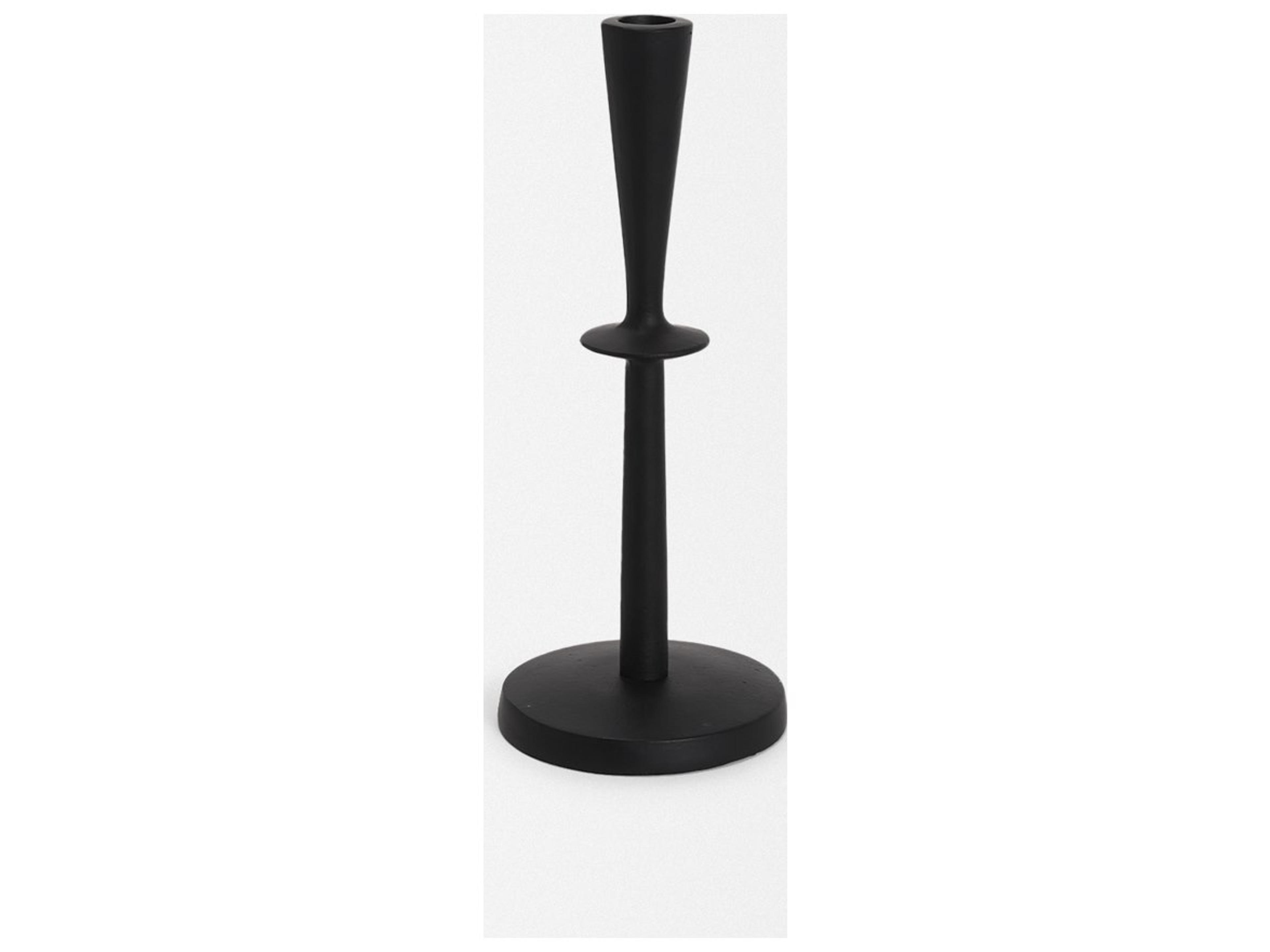 Mercana Qwin Matte Black Cast Aluminum Short Candle Holder