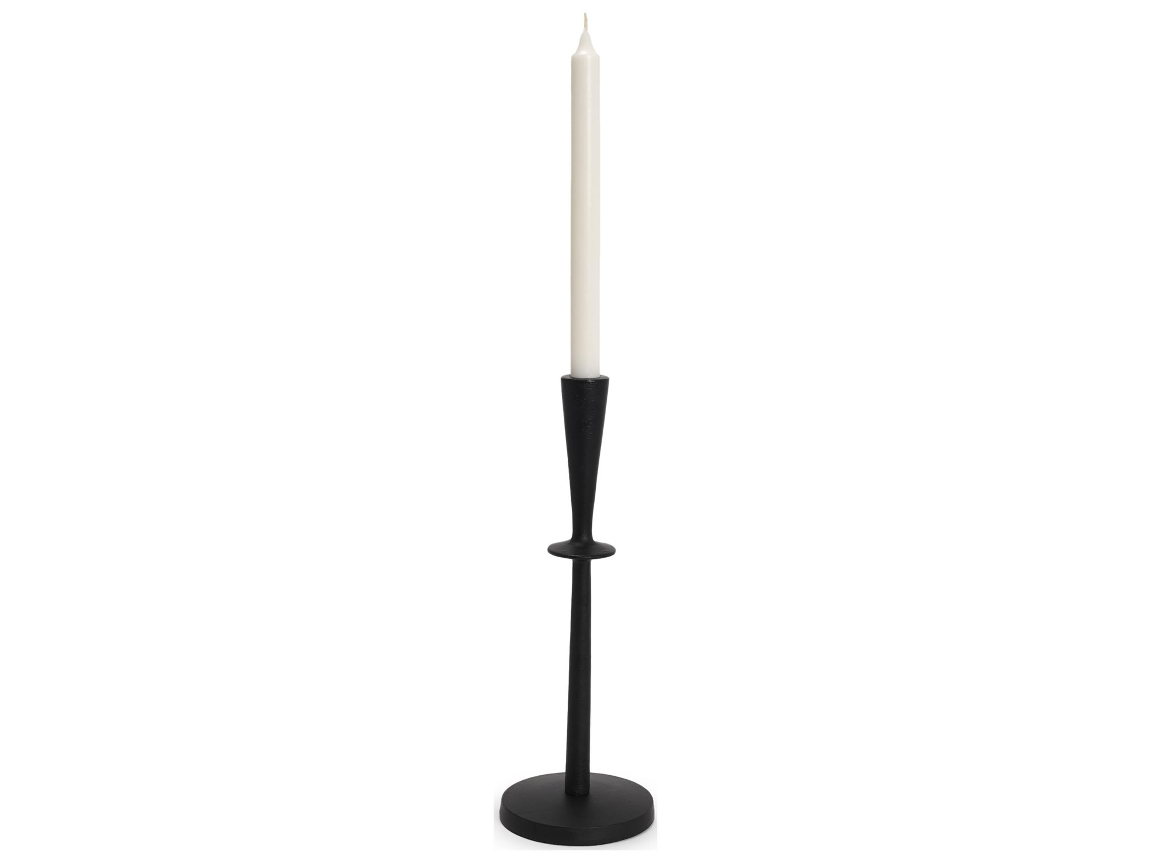 Qwin Matte Black Cast Aluminum Medium Candle Holder