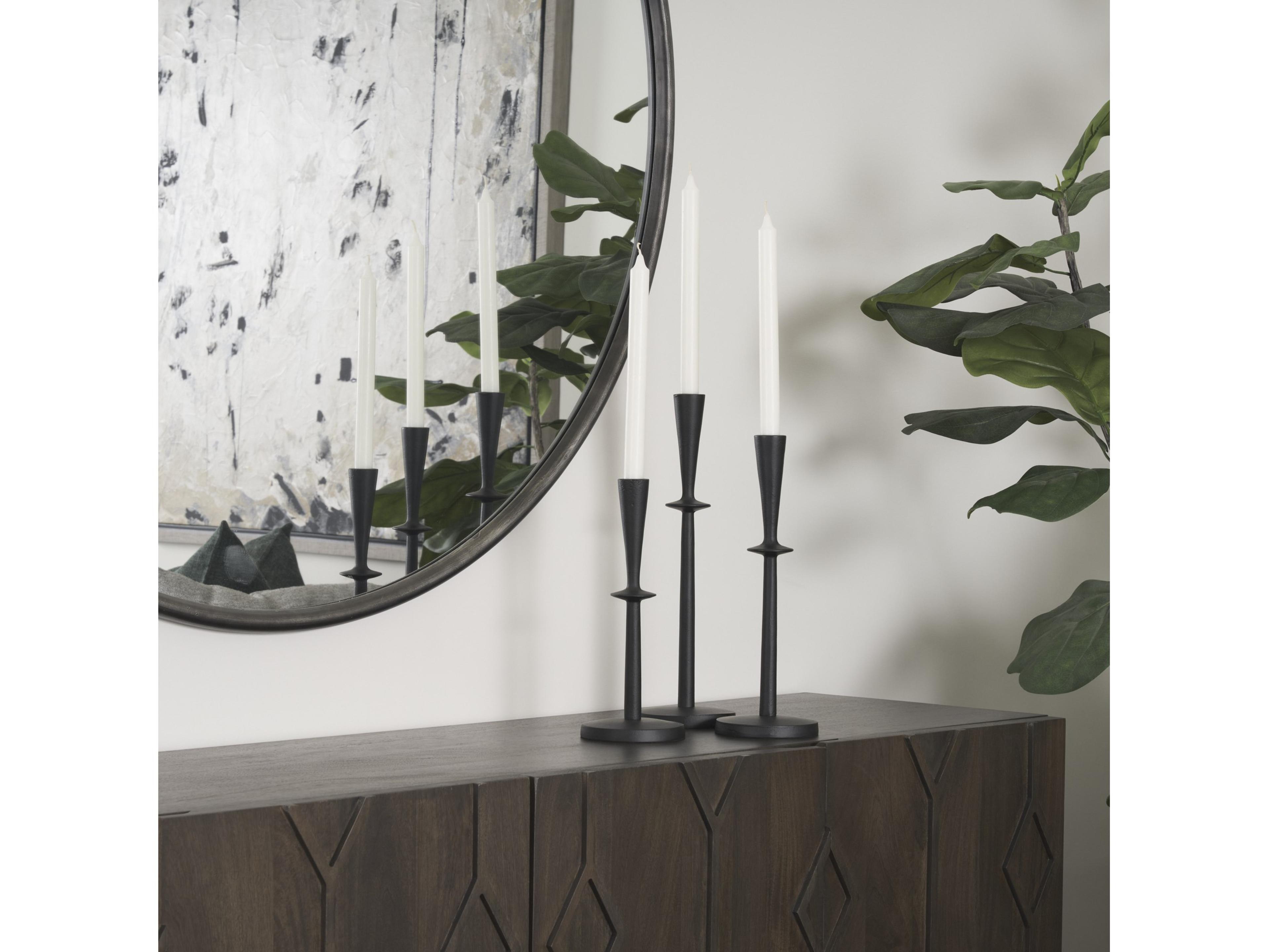 Mercana Qwin Matte Black Cast Aluminum Medium Candle Holder