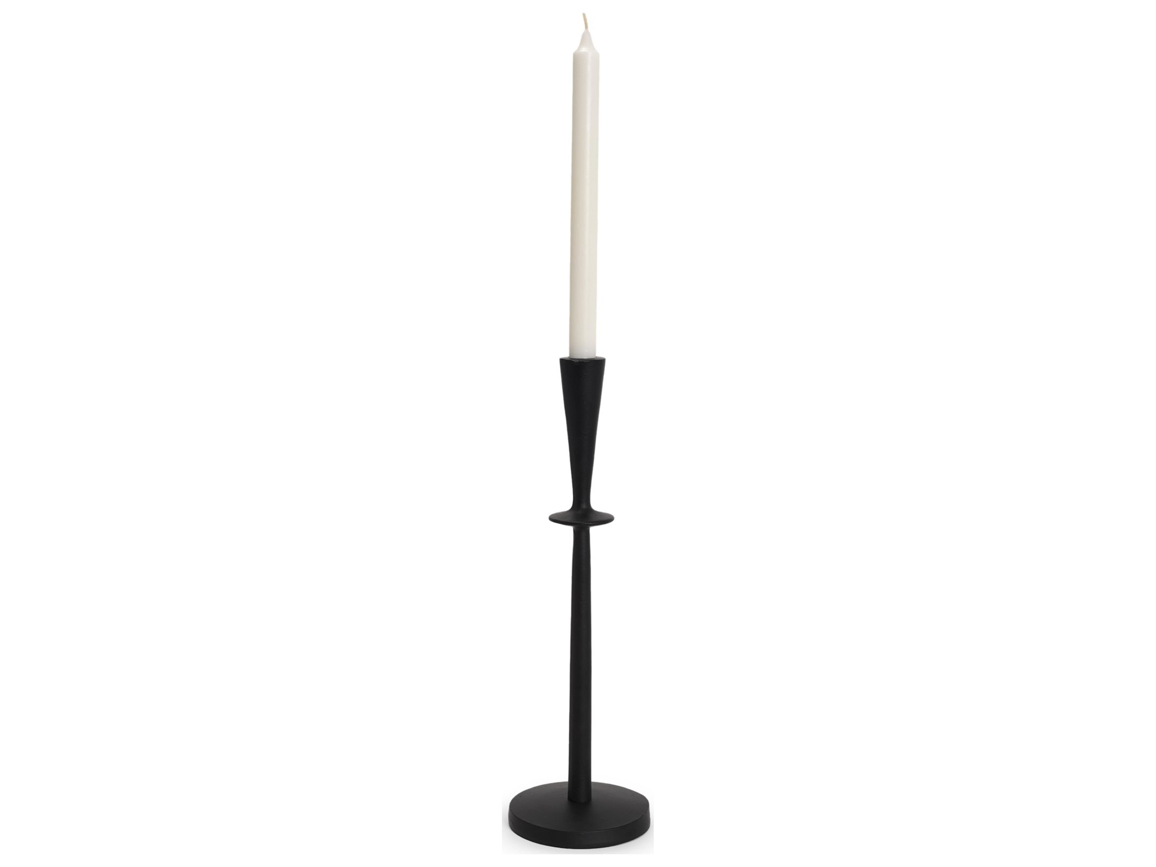 Qwin Matte Black Cast Aluminum Tall Candle Holder