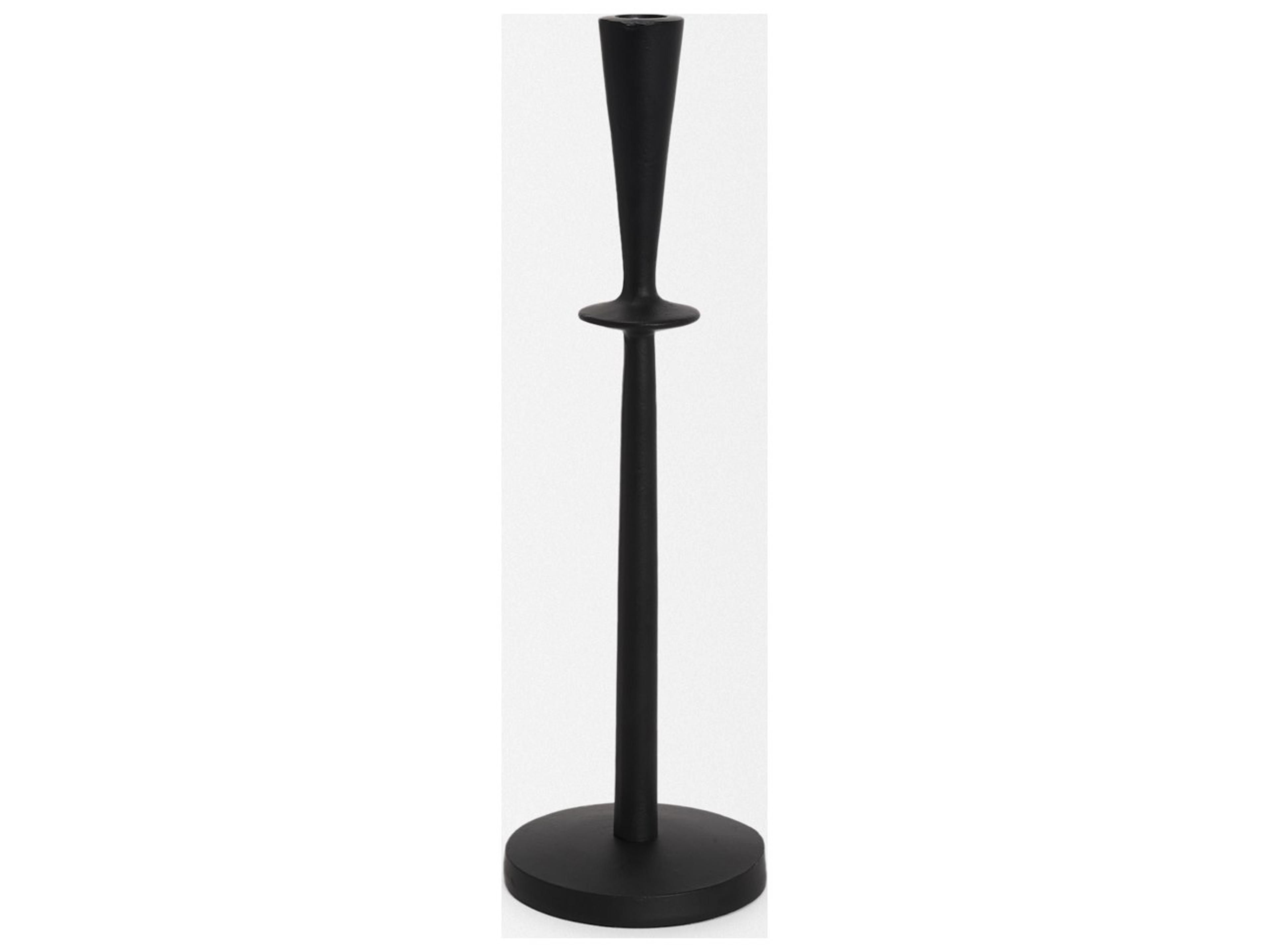 Mercana Qwin Matte Black Cast Aluminum Tall Candle Holder