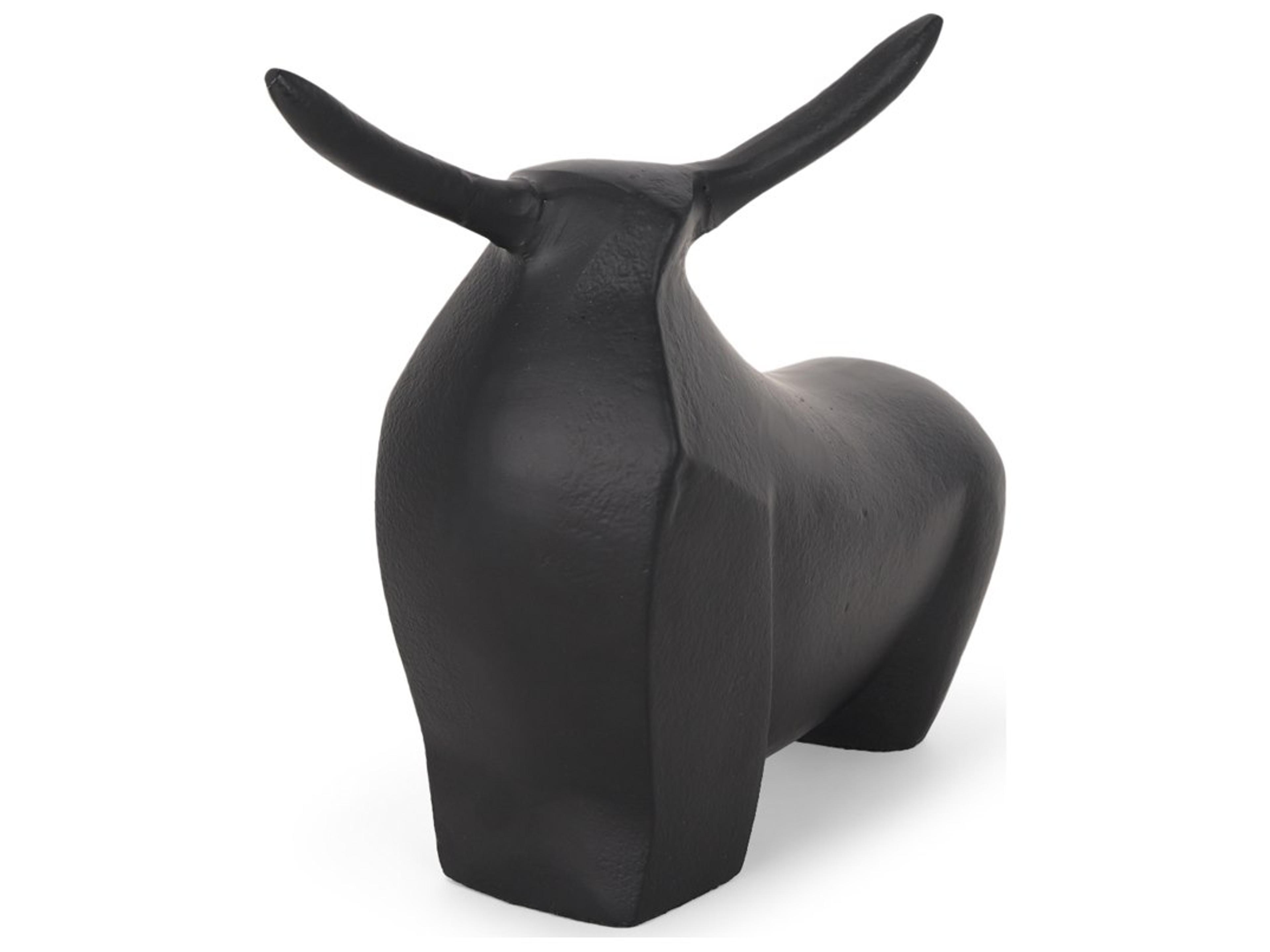 Radu Small Matte Black Metal Bull Decorative Object