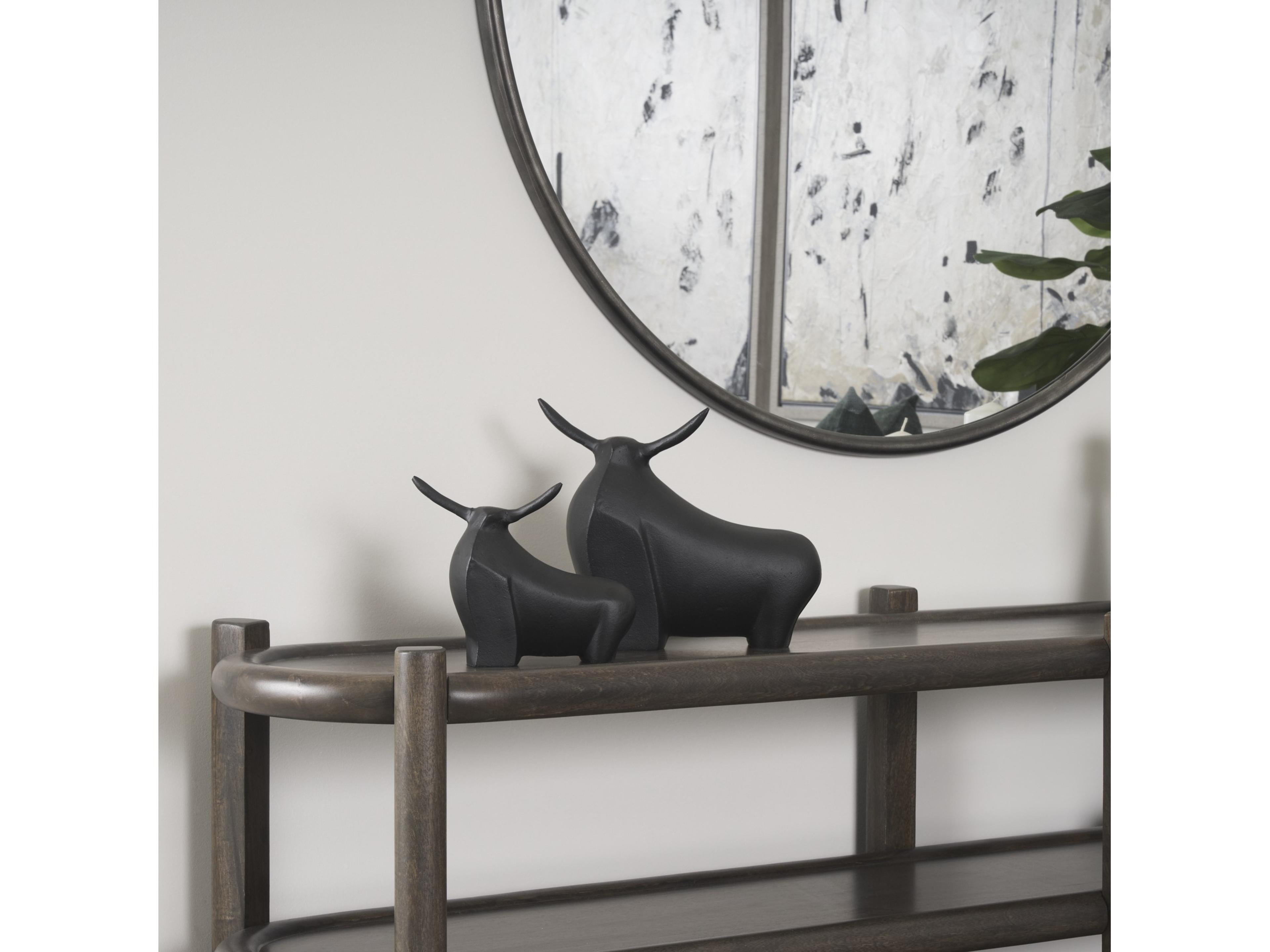 Mercana Radu Small Matte Black Metal Bull Decorative Object