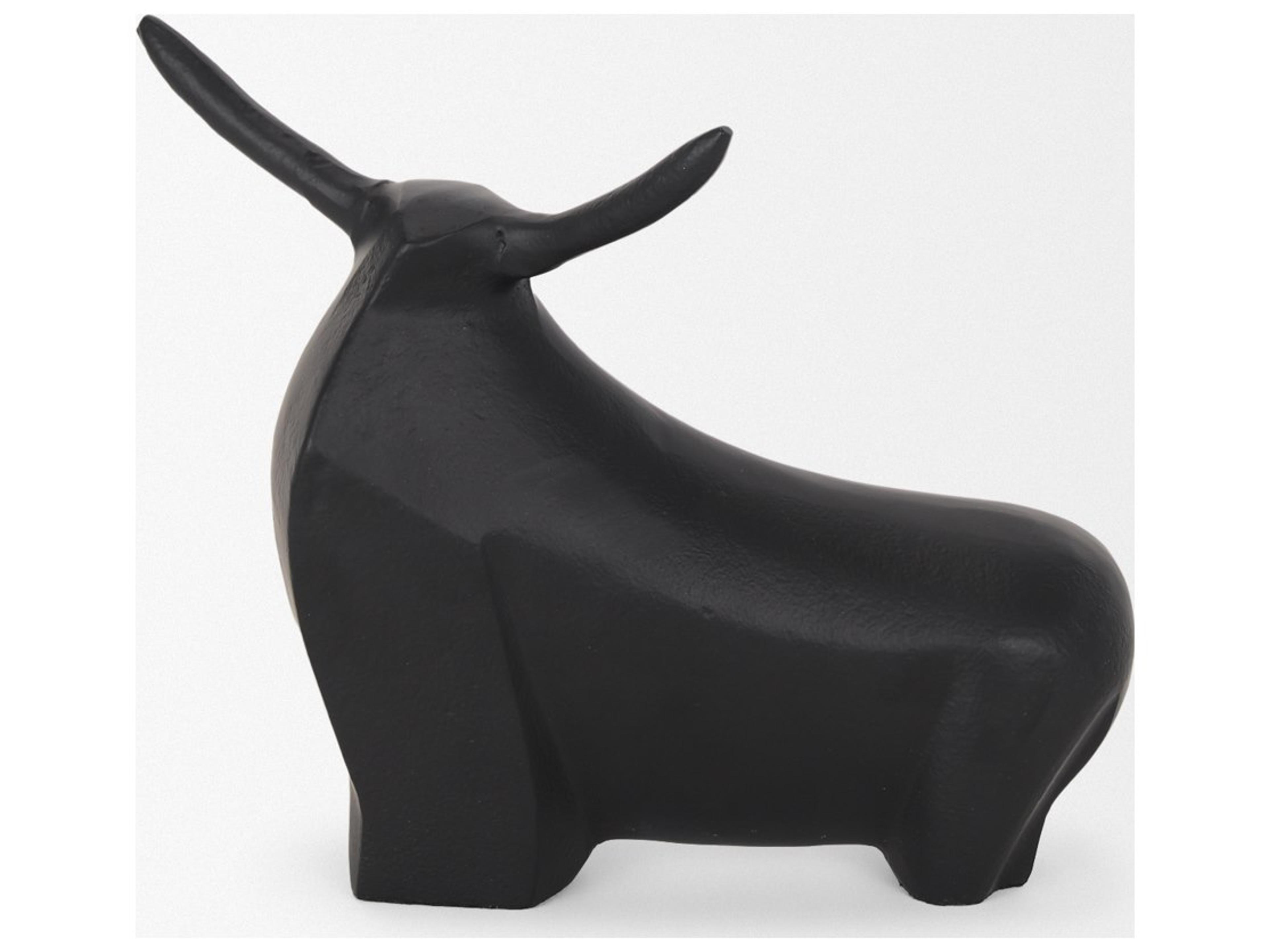 Mercana Radu Small Matte Black Metal Bull Decorative Object