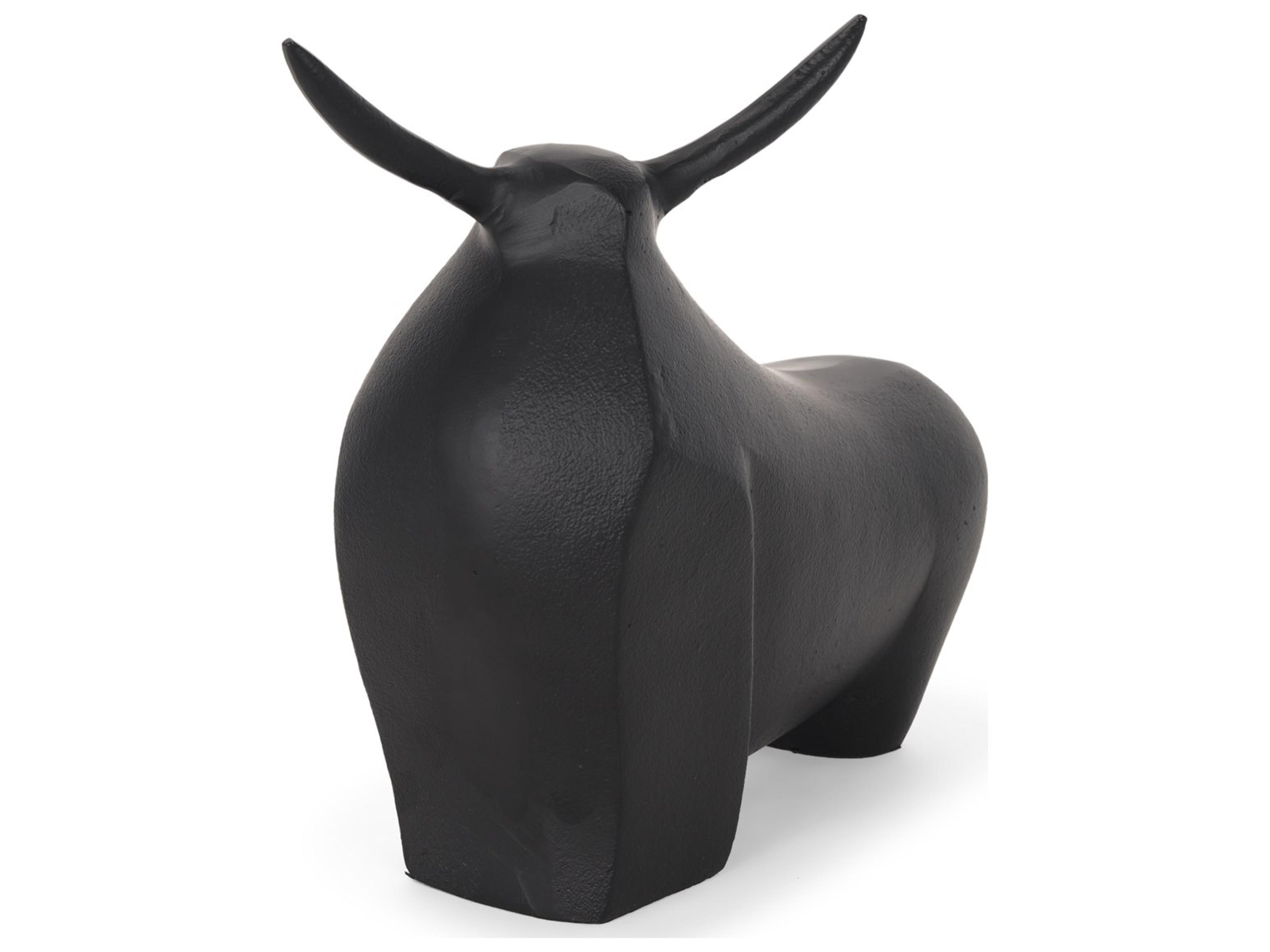 Radu Large Matte Black Metal Bull Decorative Object