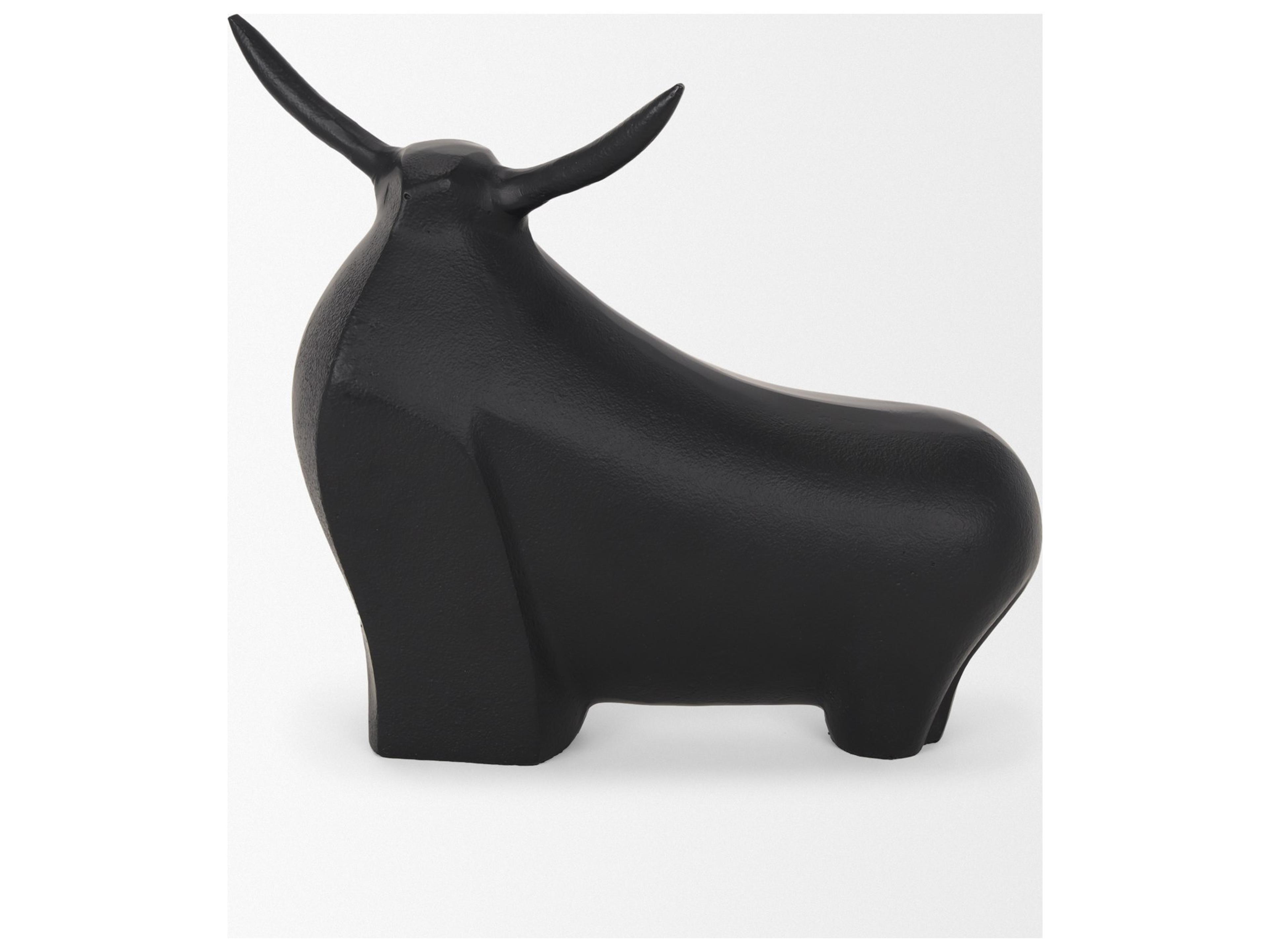 Mercana Radu Large Matte Black Metal Bull Decorative Object