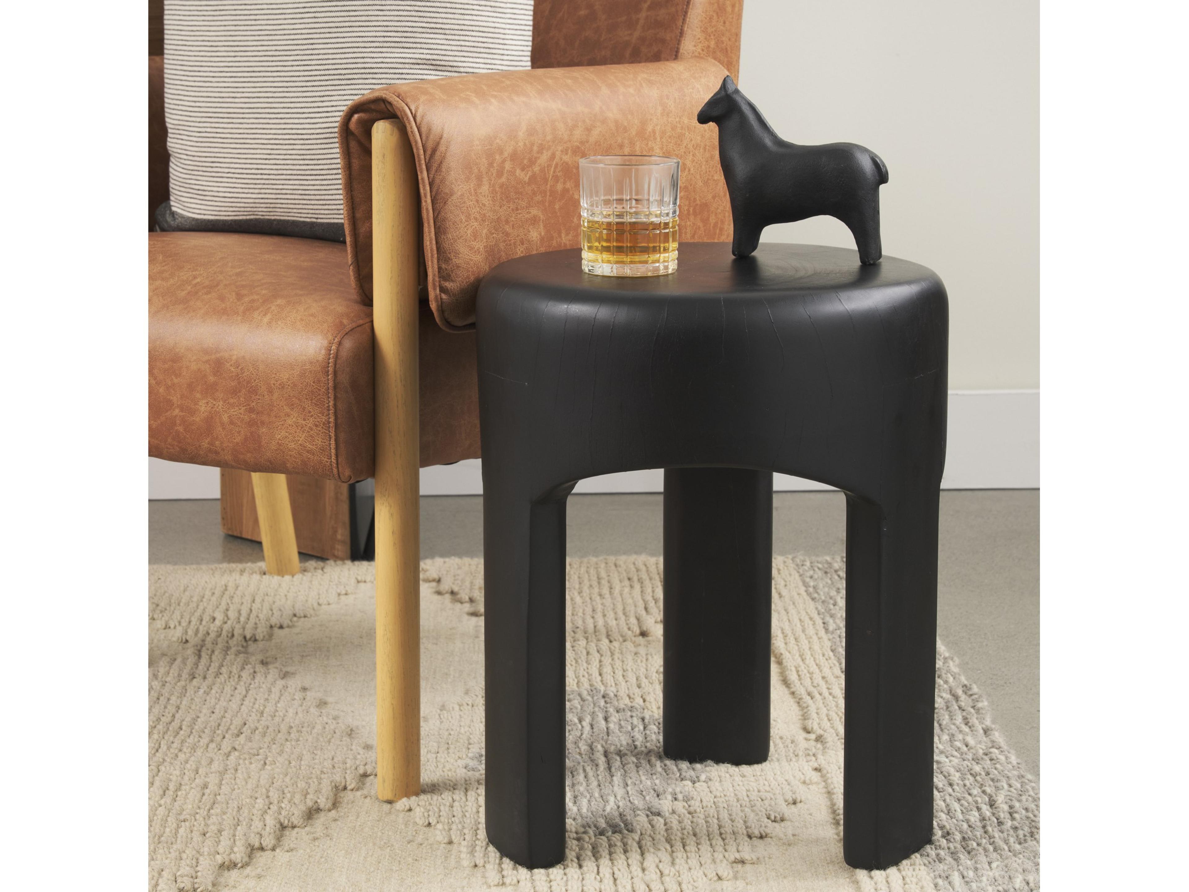Mercana Riya Solid Black Wooden Stool