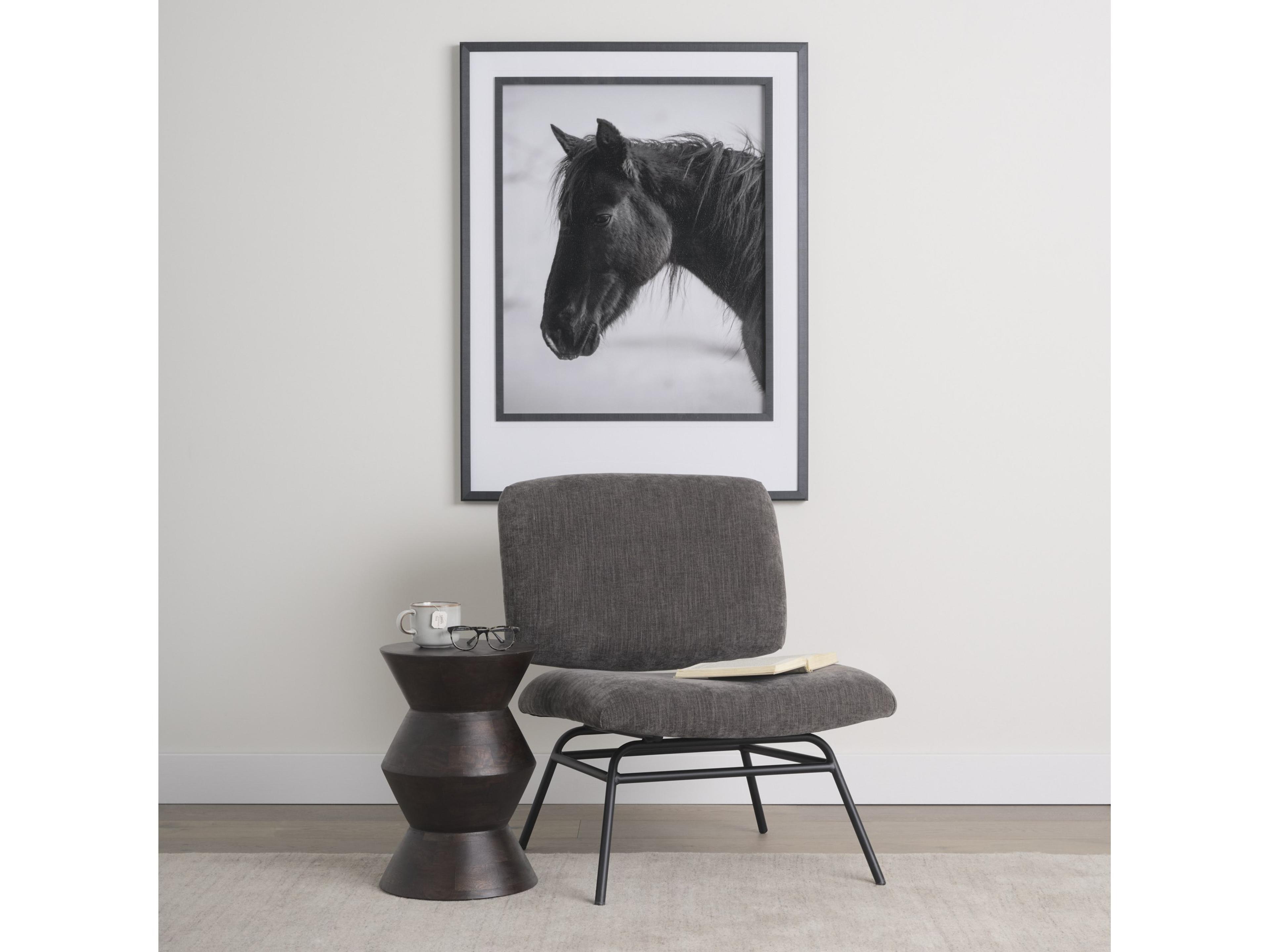 Mercana Nora Charcoal Fabric w/ Matte Black Metal Legs Accent Chair