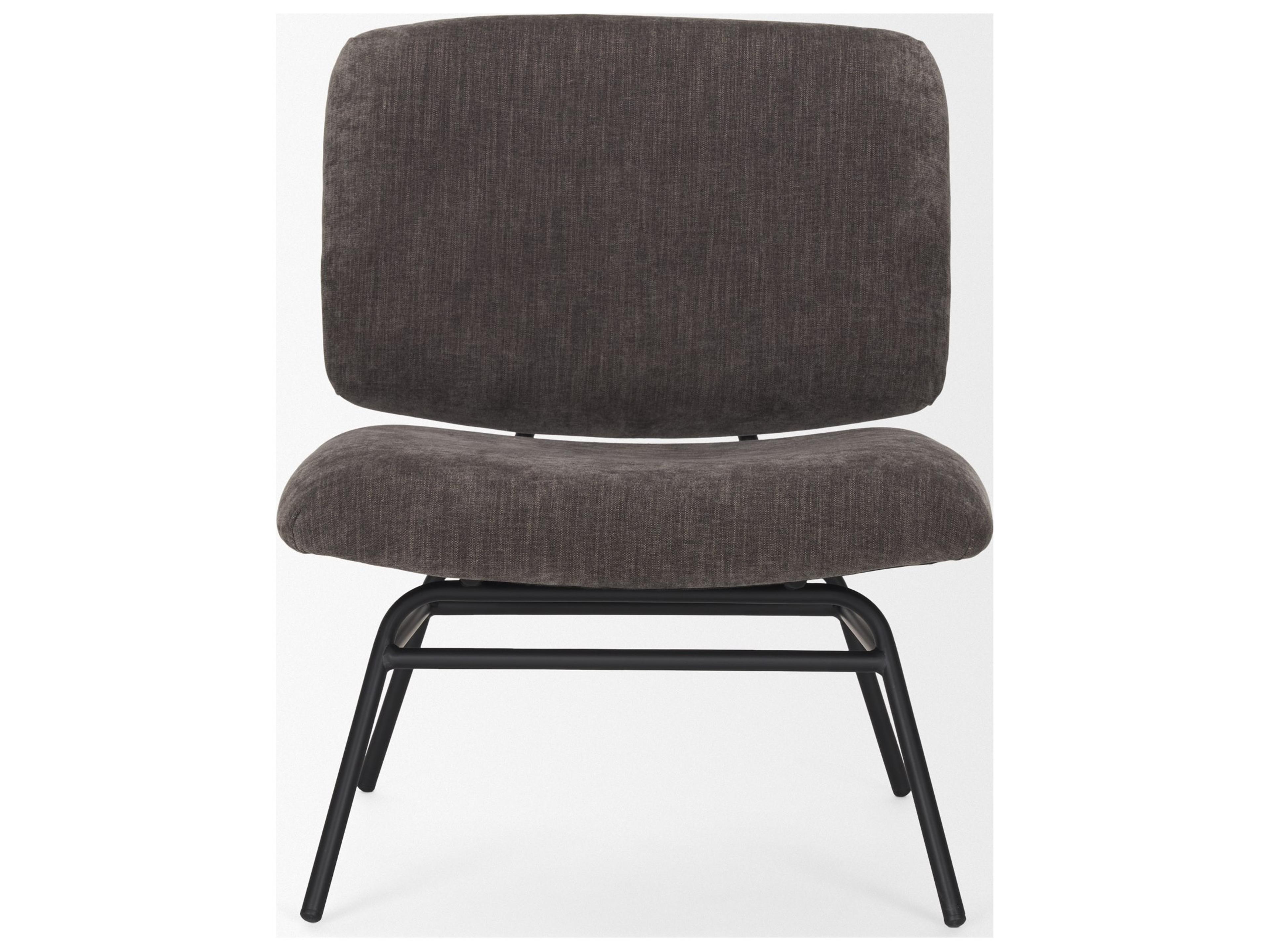 Mercana Nora Charcoal Fabric w/ Matte Black Metal Legs Accent Chair