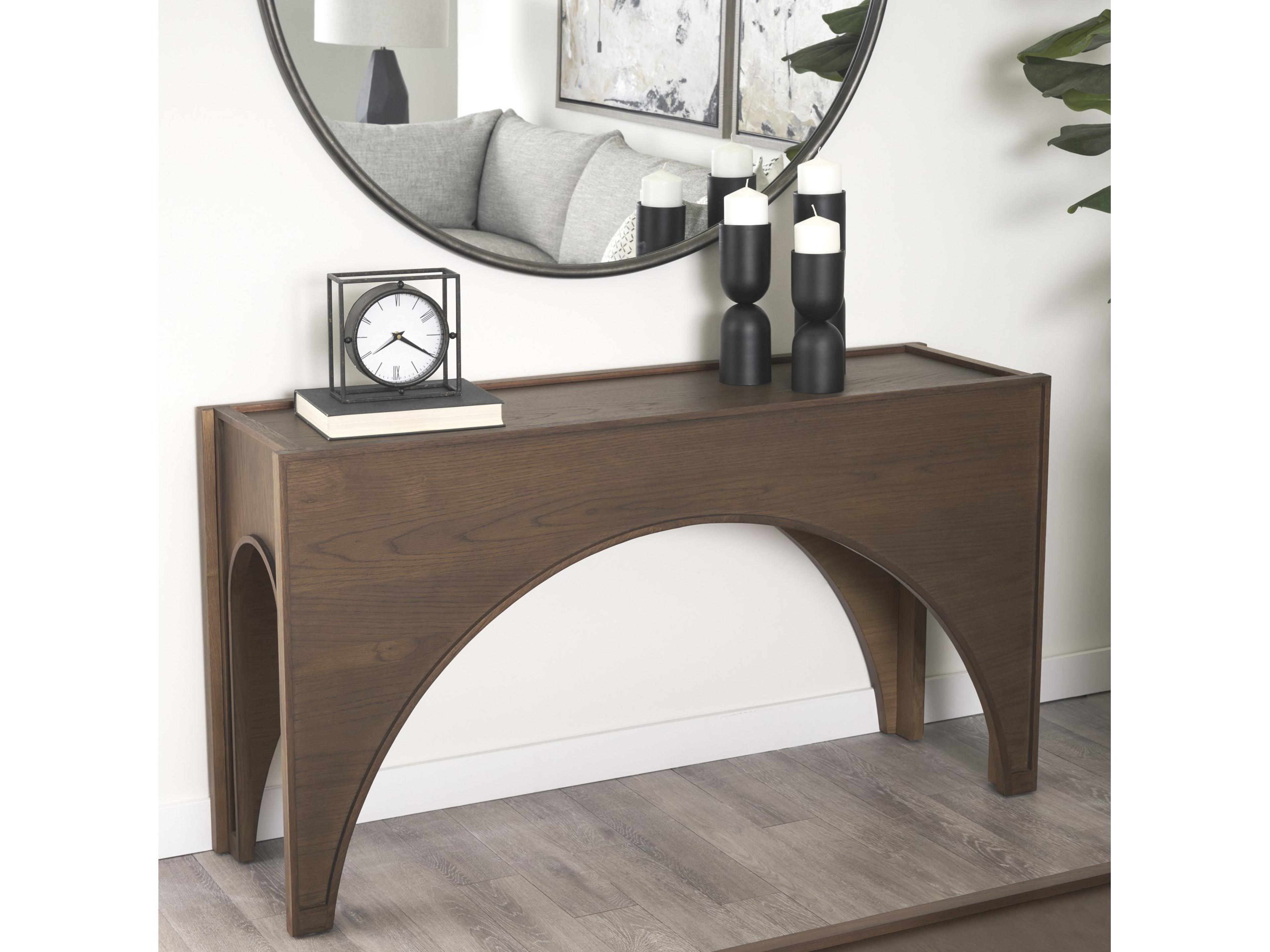 Mercana Laraya Dark Brown Wood Arched Console Table