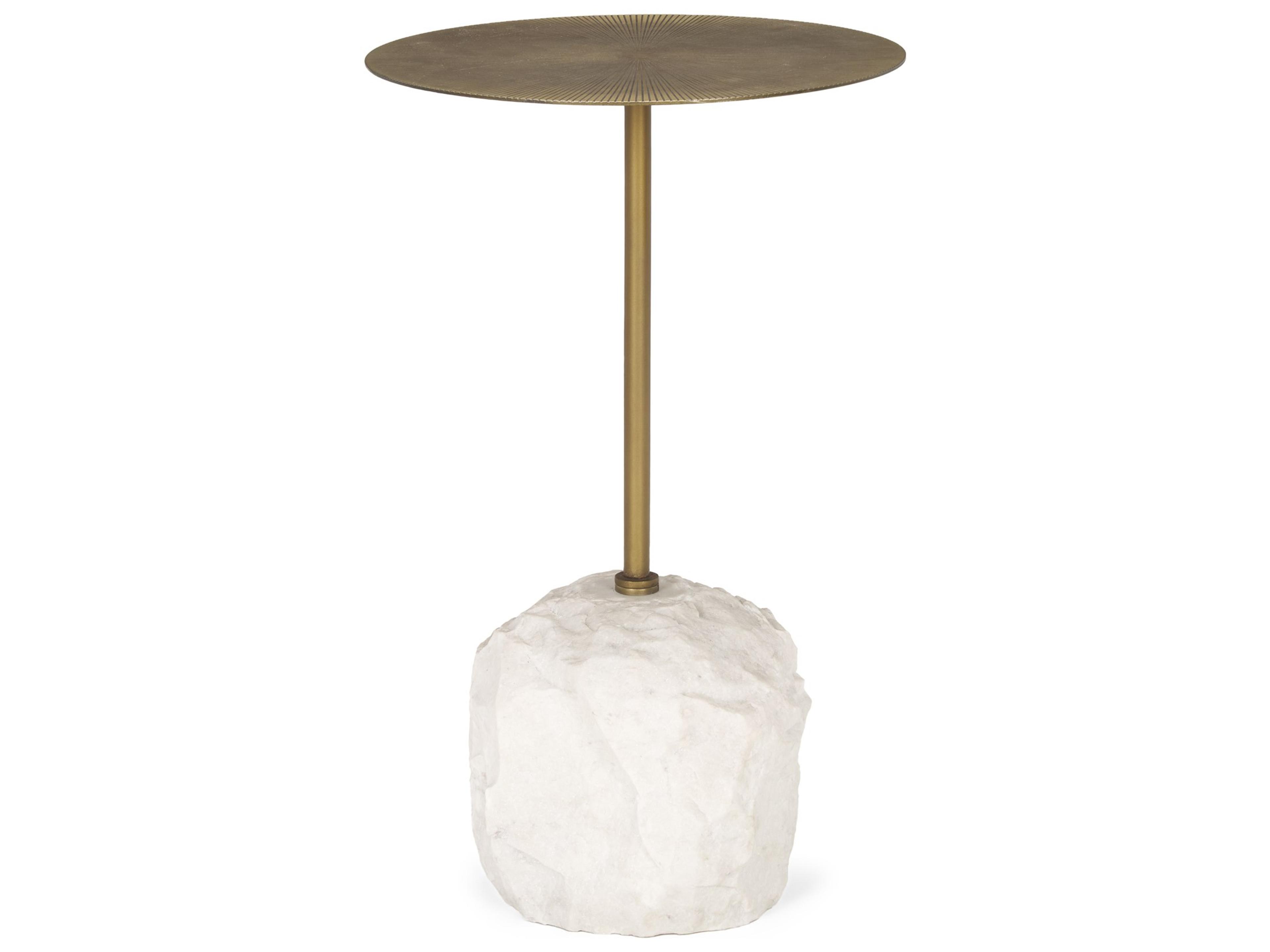 Rini Gold Metal and White Marble Accent Table