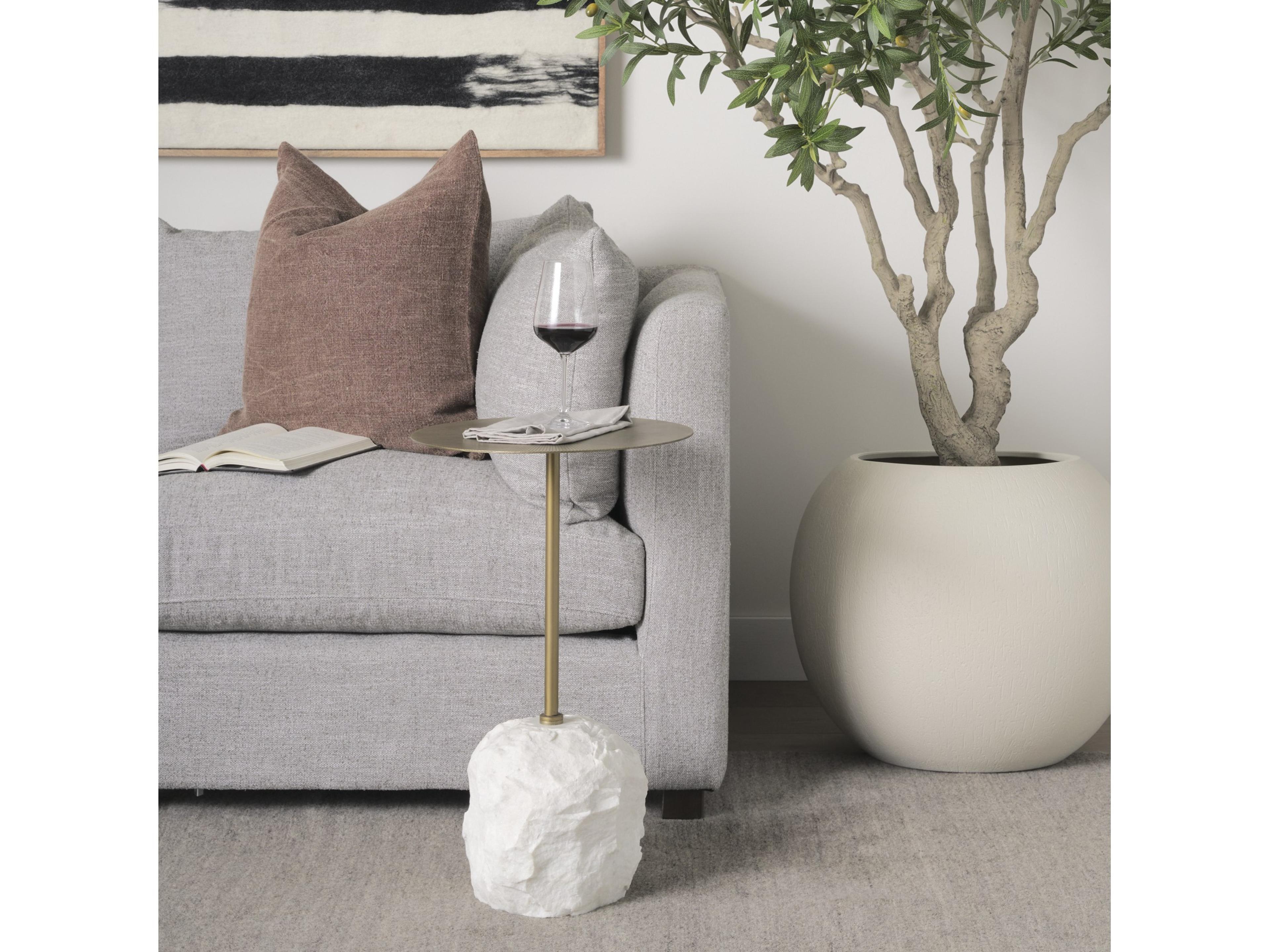 Mercana Rini Gold Metal and White Marble Accent Table