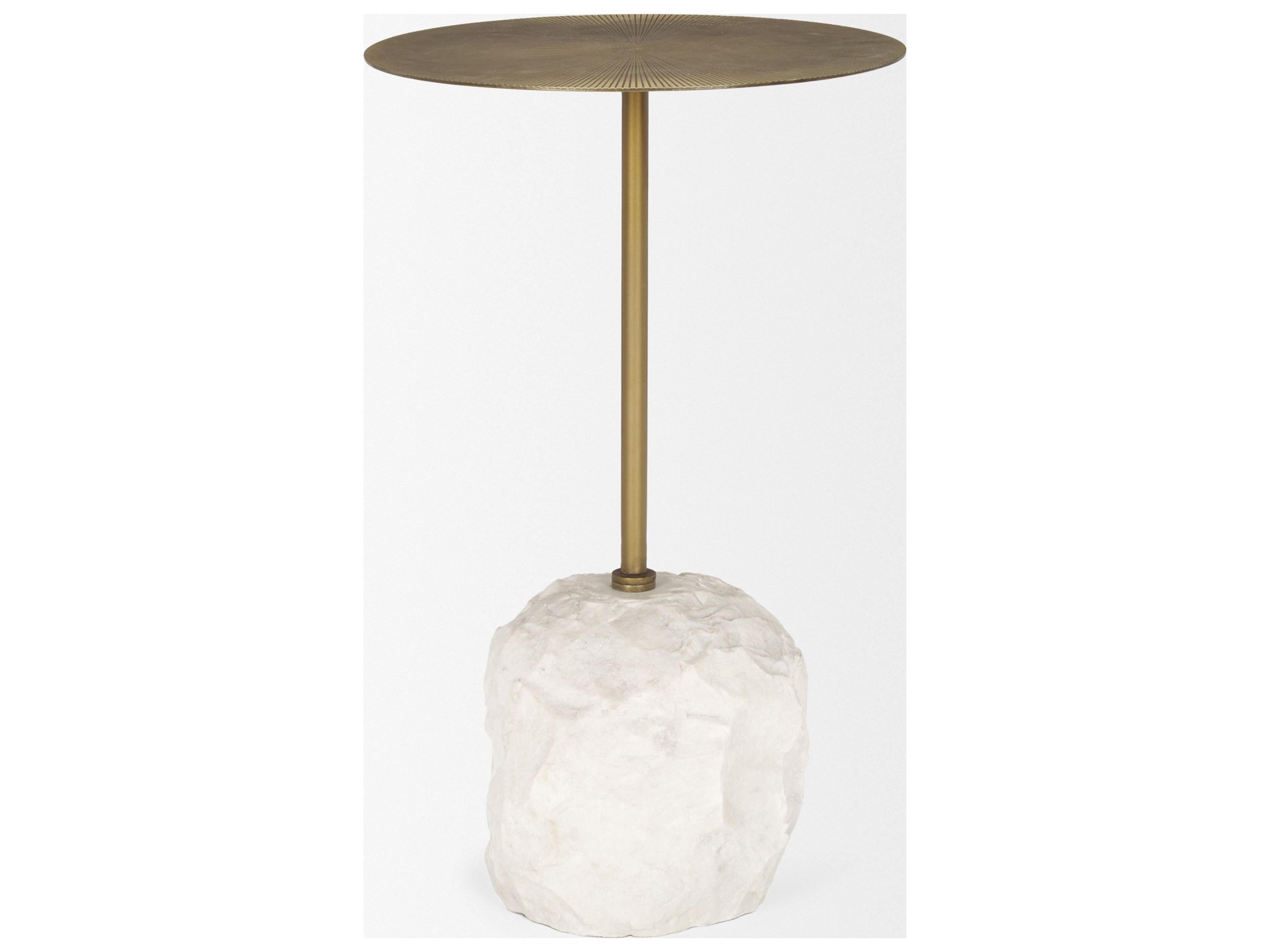 Mercana Rini Gold Metal and White Marble Accent Table
