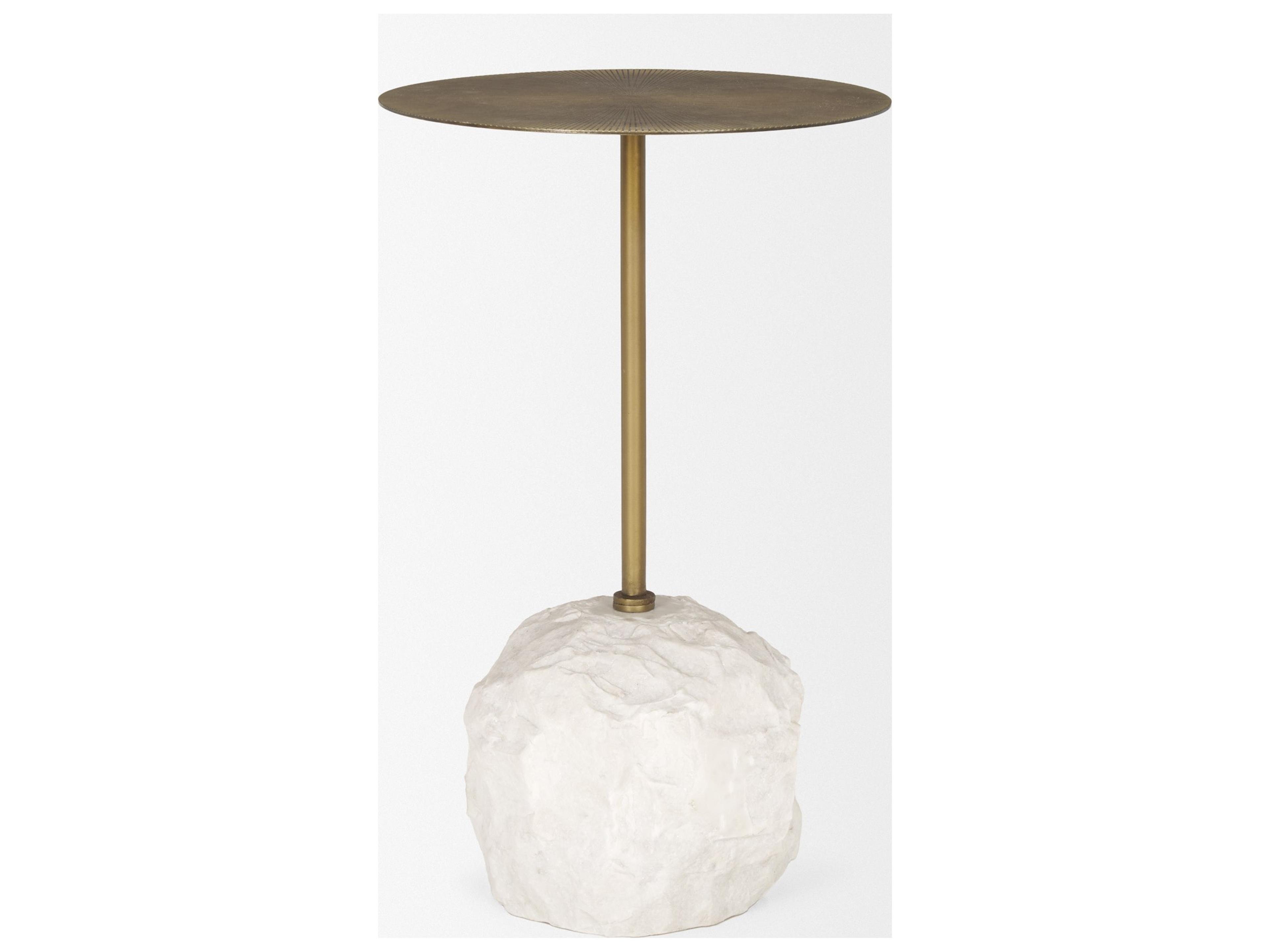 Mercana Rini Gold Metal and White Marble Accent Table