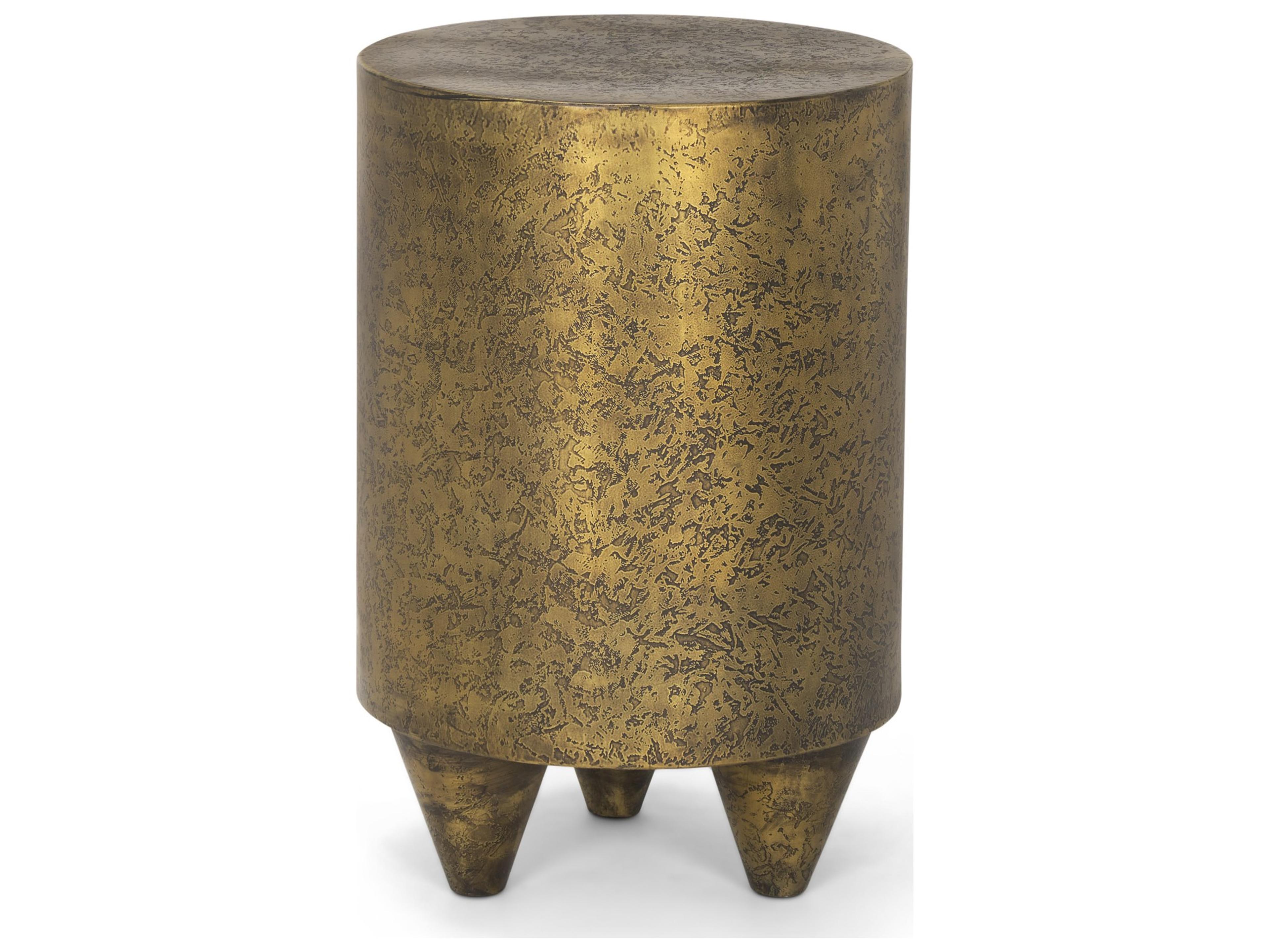 Rosh Textured Gold Metal w/ Acid Wash  Accent Table