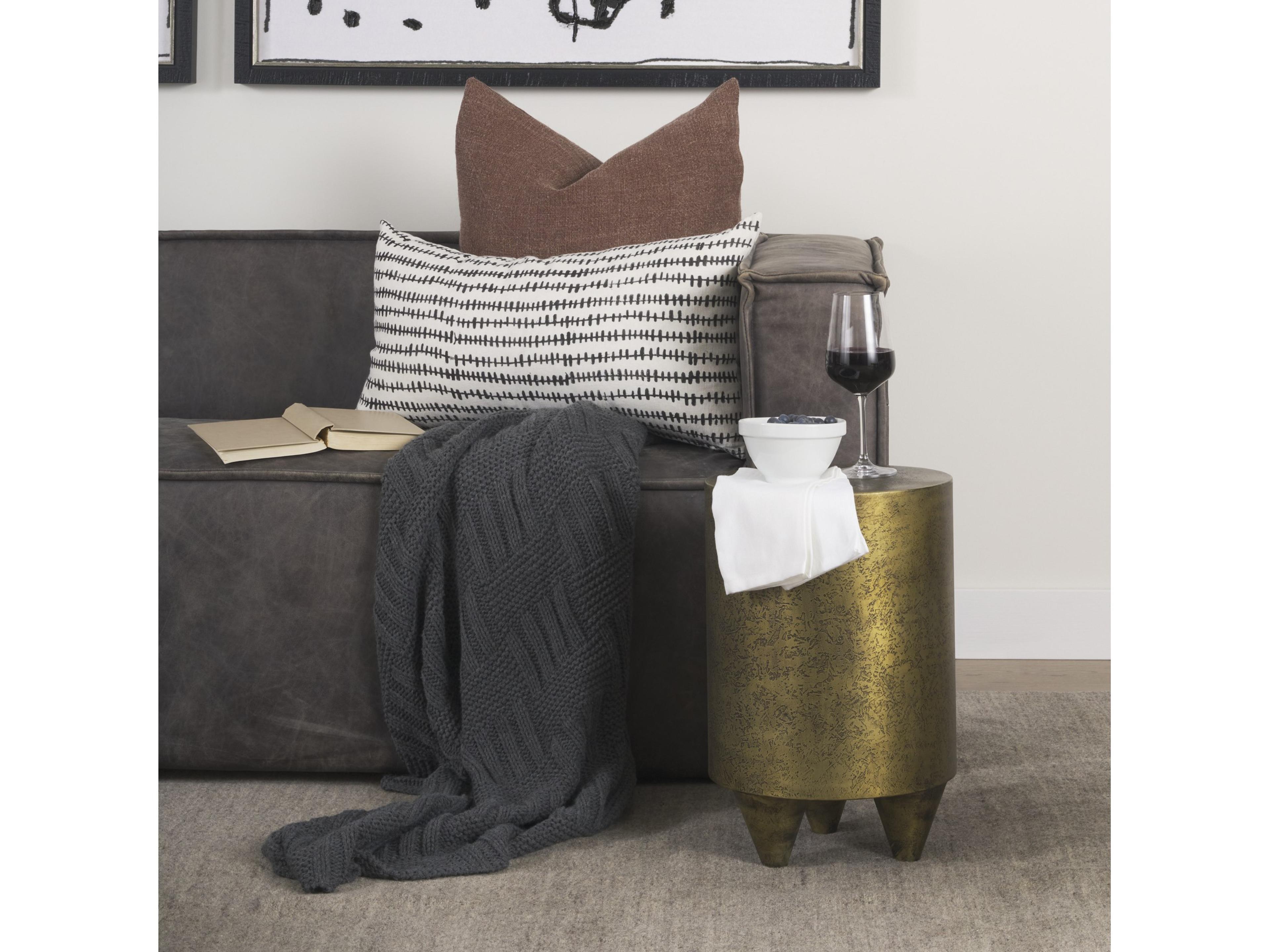 Mercana Rosh Textured Gold Metal w/ Acid Wash  Accent Table