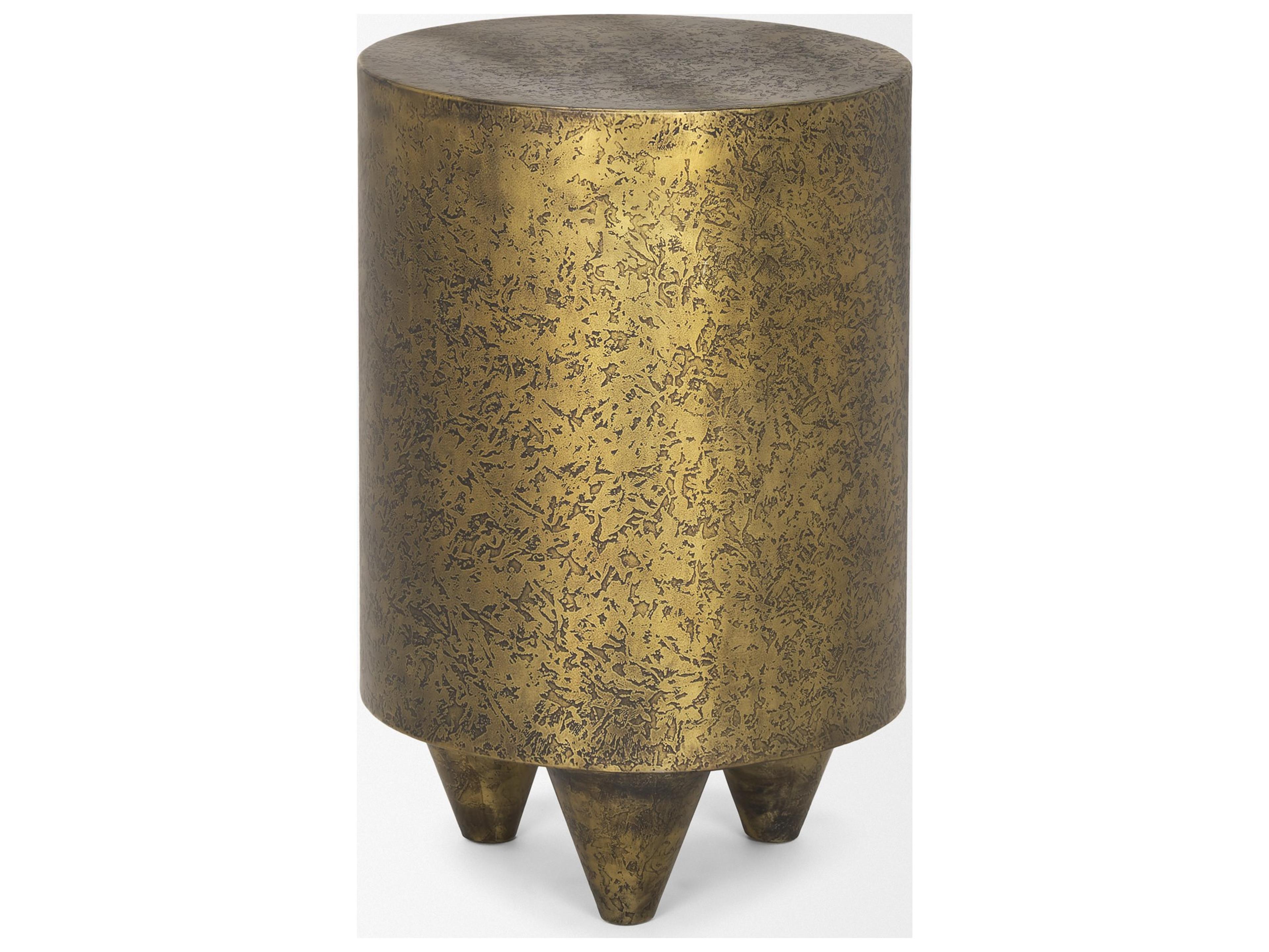 Mercana Rosh Textured Gold Metal w/ Acid Wash  Accent Table