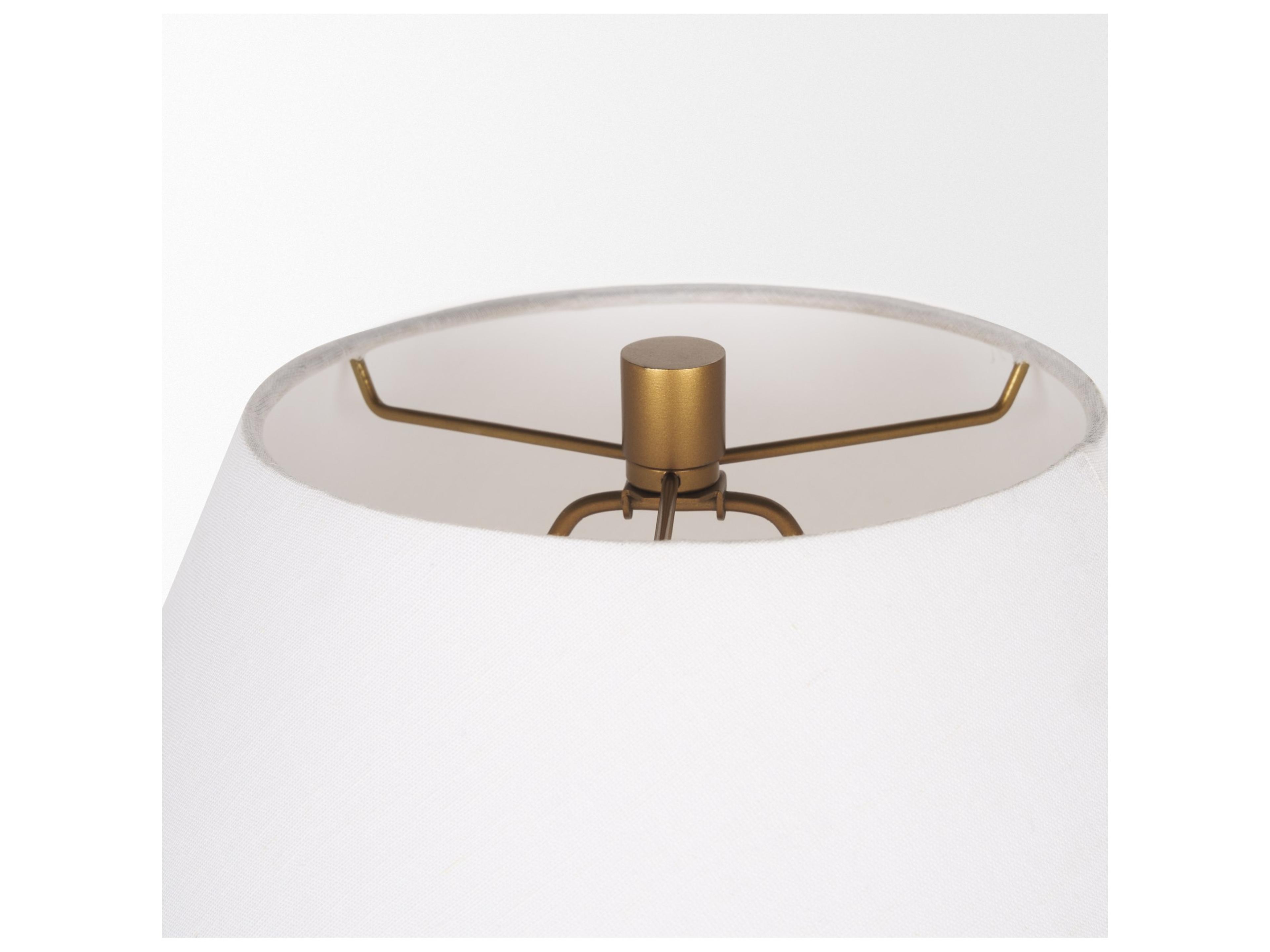 Mercana Salaah Antique Gold Brushed Metal w/ Cream Shade Table Lamp