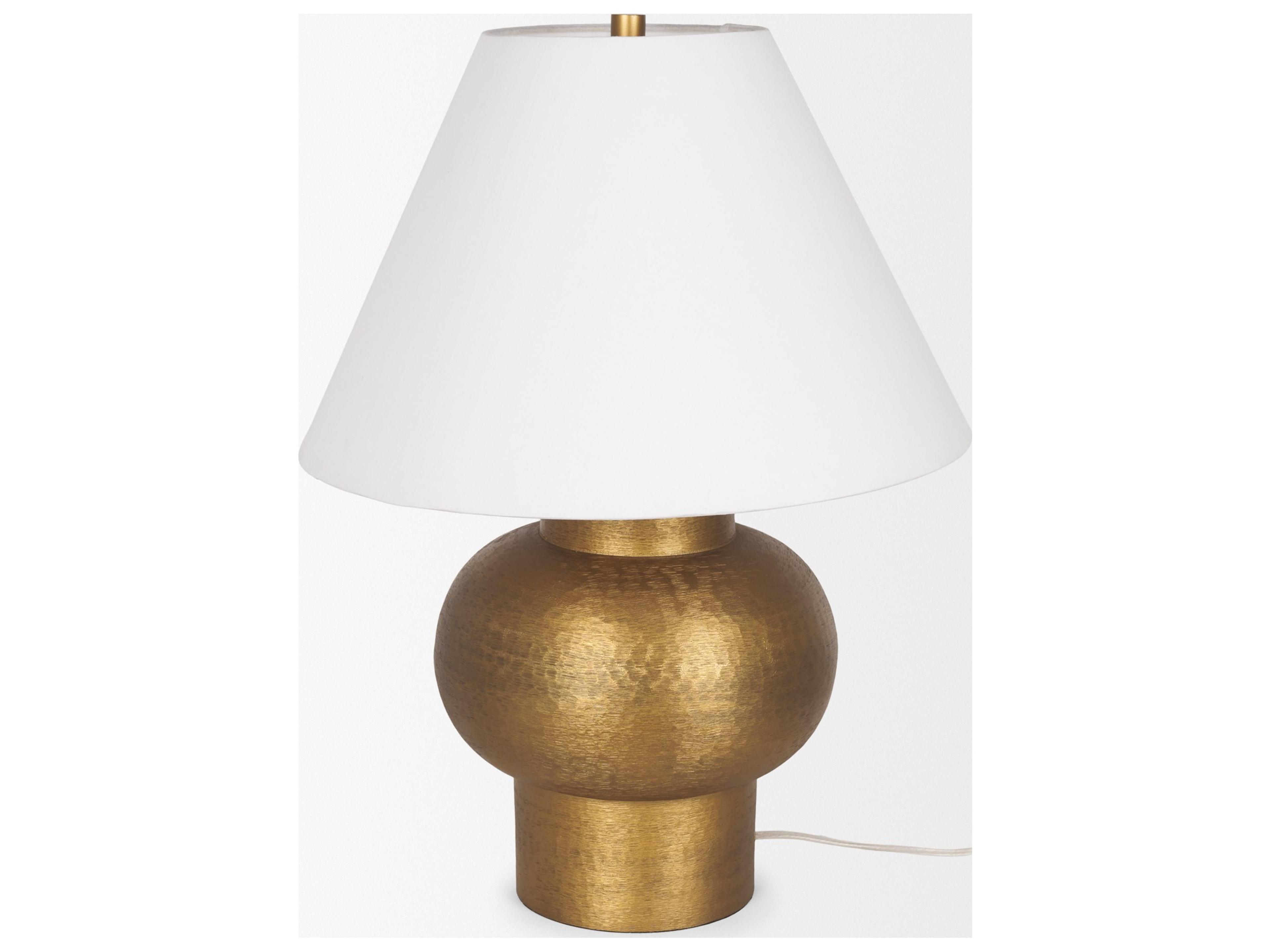 Mercana Salaah Antique Gold Brushed Metal w/ Cream Shade Table Lamp