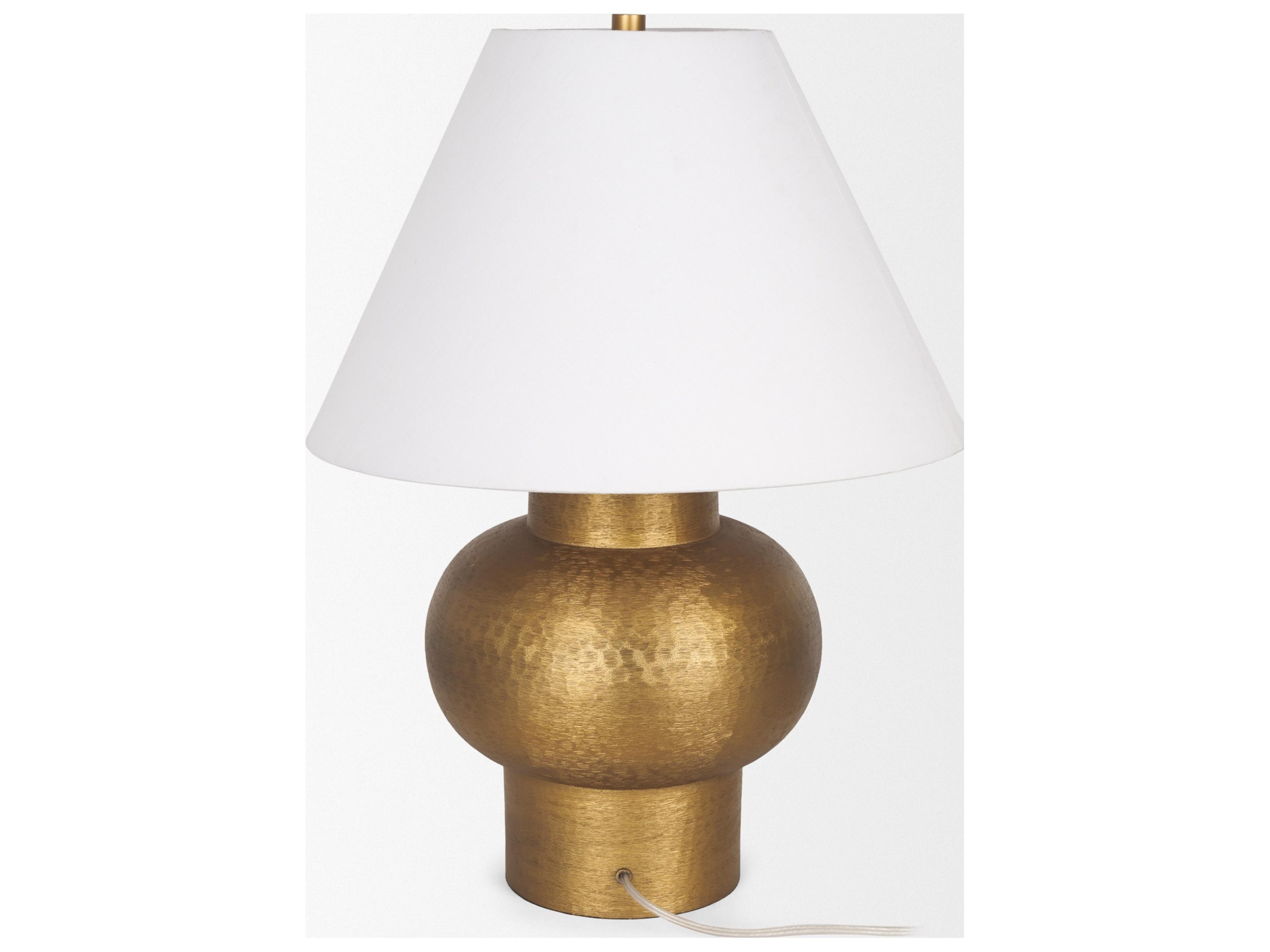 Mercana Salaah Antique Gold Brushed Metal w/ Cream Shade Table Lamp