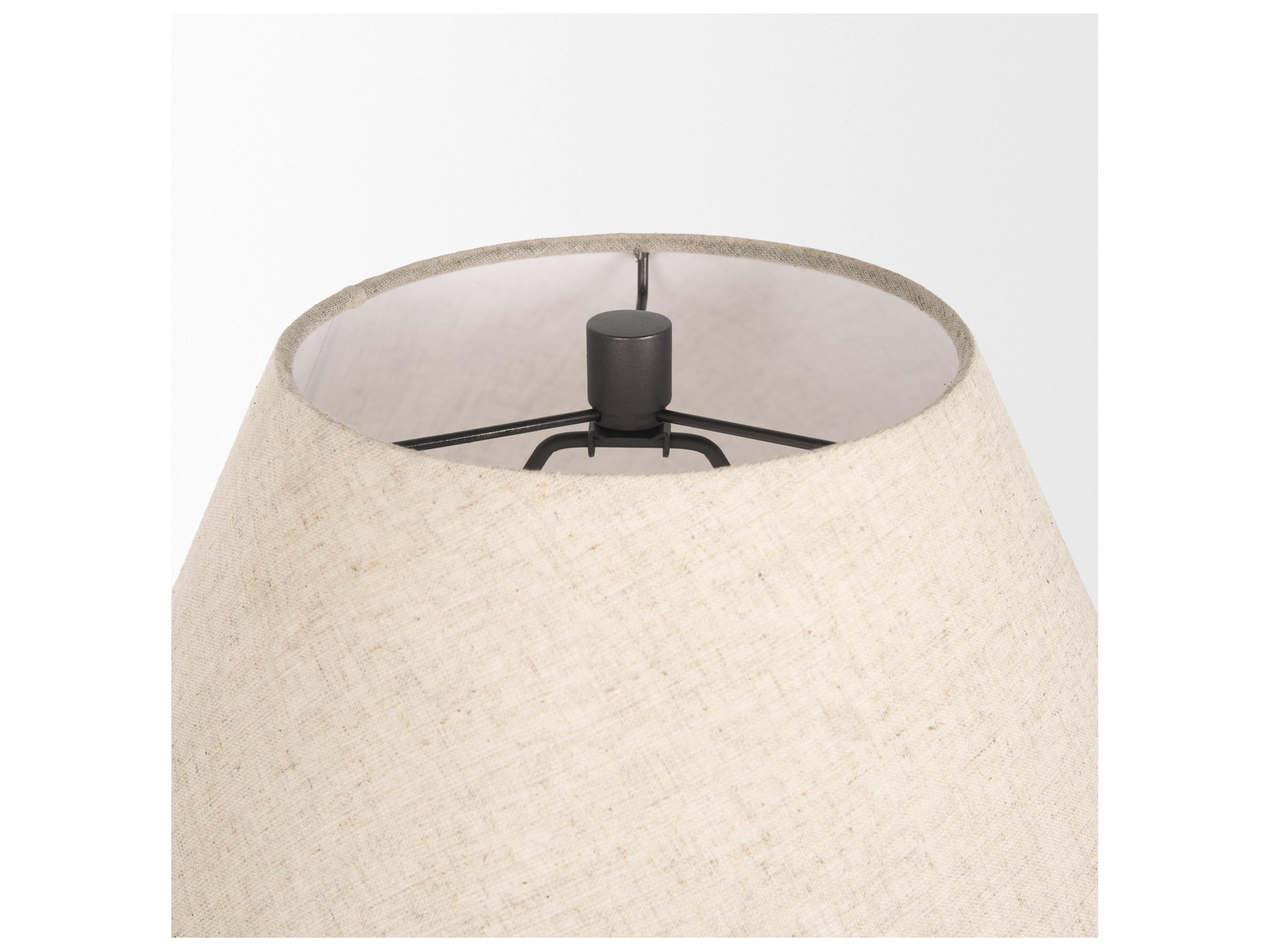 Mercana Salaah Black Brushed Metal w/ Beige Shade Table Lamp