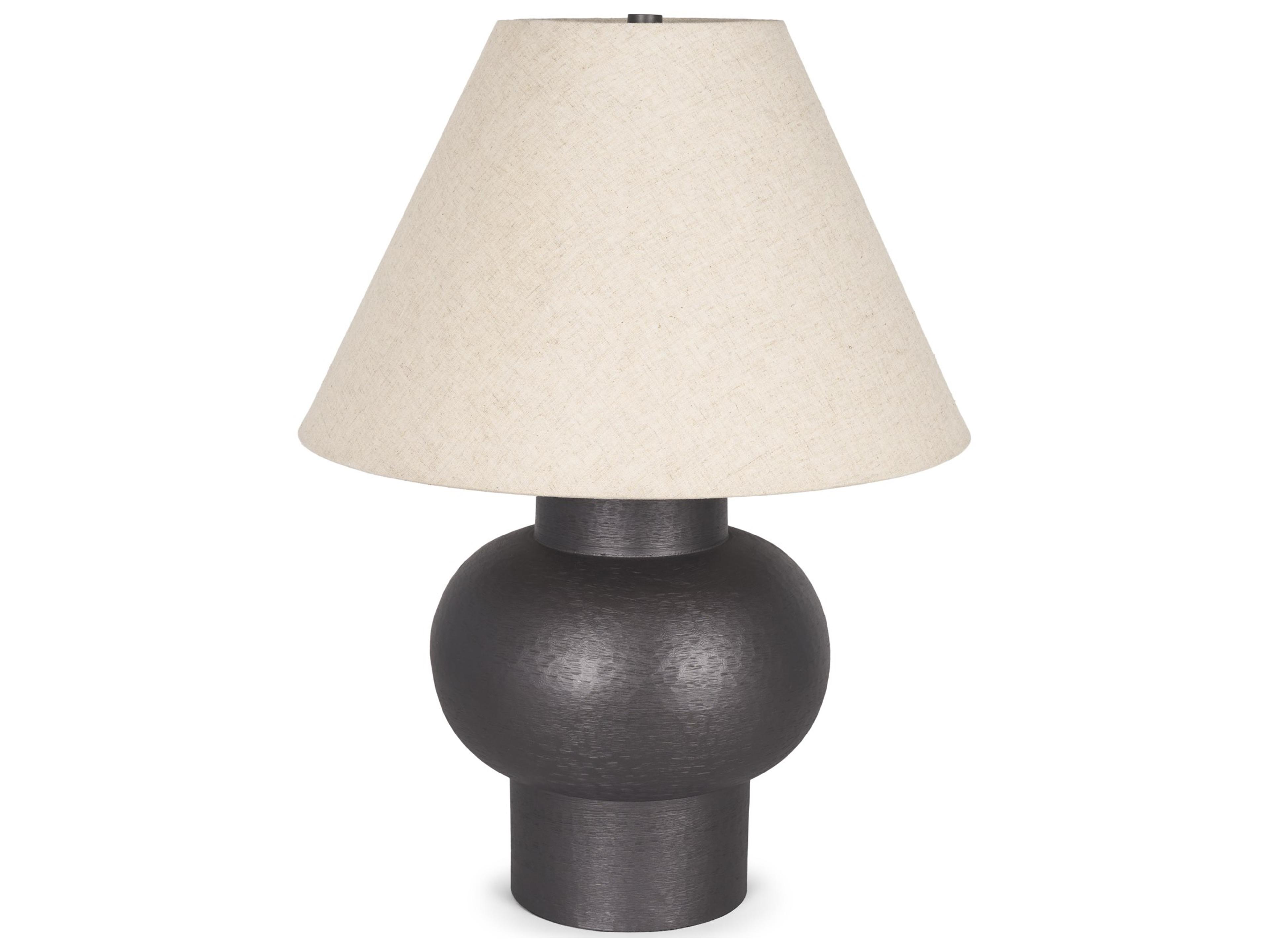 Salaah Black Brushed Metal w/ Beige Shade Table Lamp