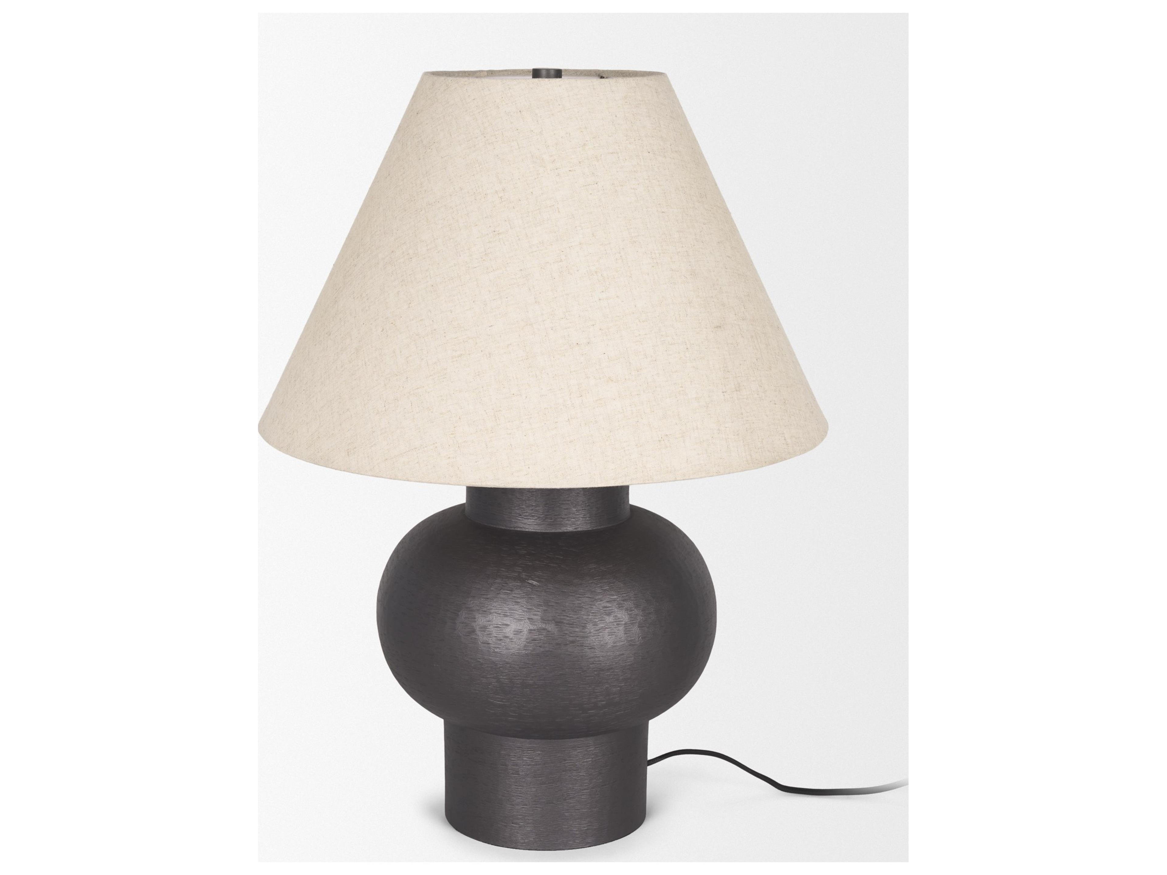 Mercana Salaah Black Brushed Metal w/ Beige Shade Table Lamp