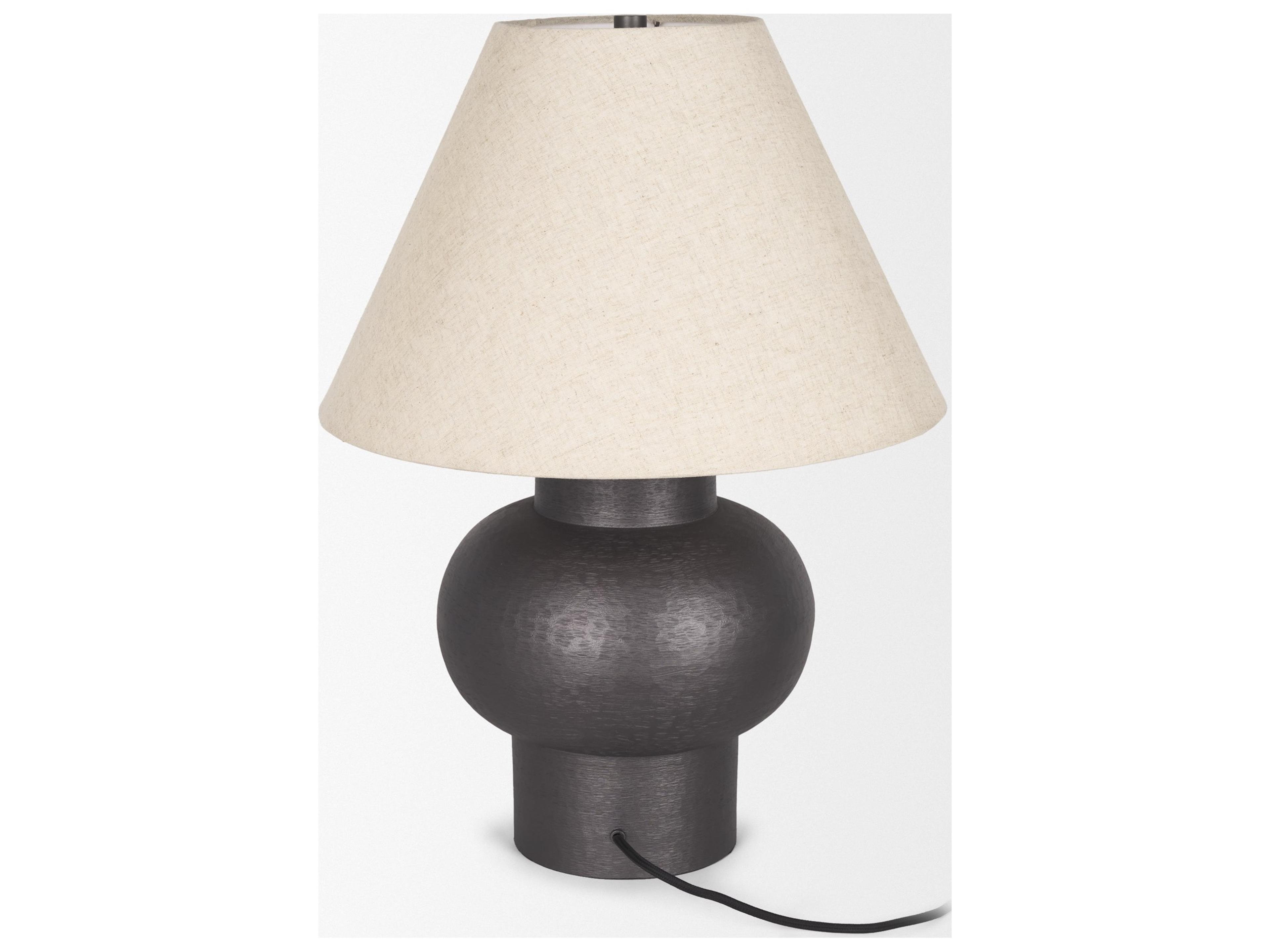 Mercana Salaah Black Brushed Metal w/ Beige Shade Table Lamp