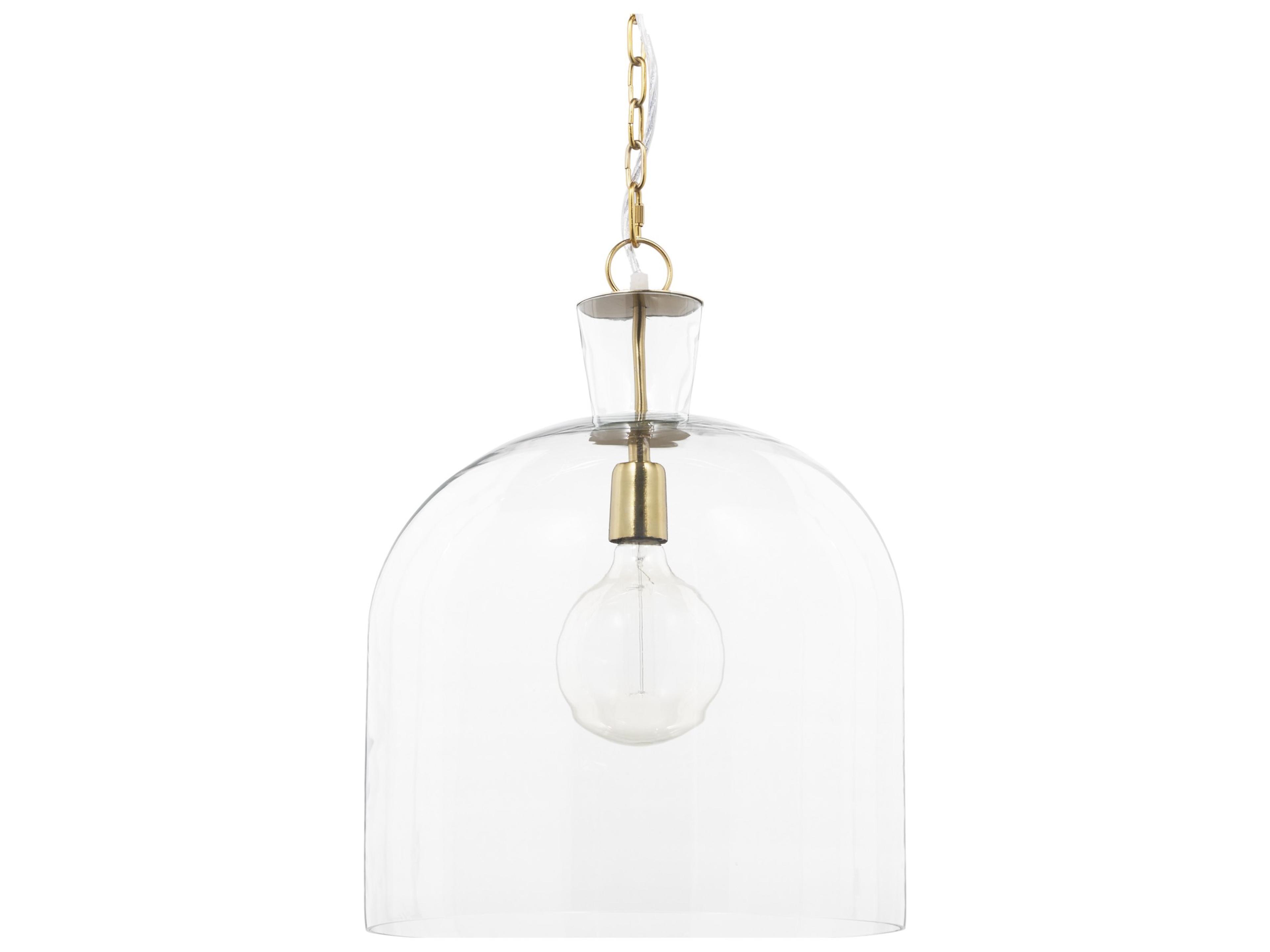 Sadah Large Clear Blown Glass w/ Gold Metal Pendant Light
