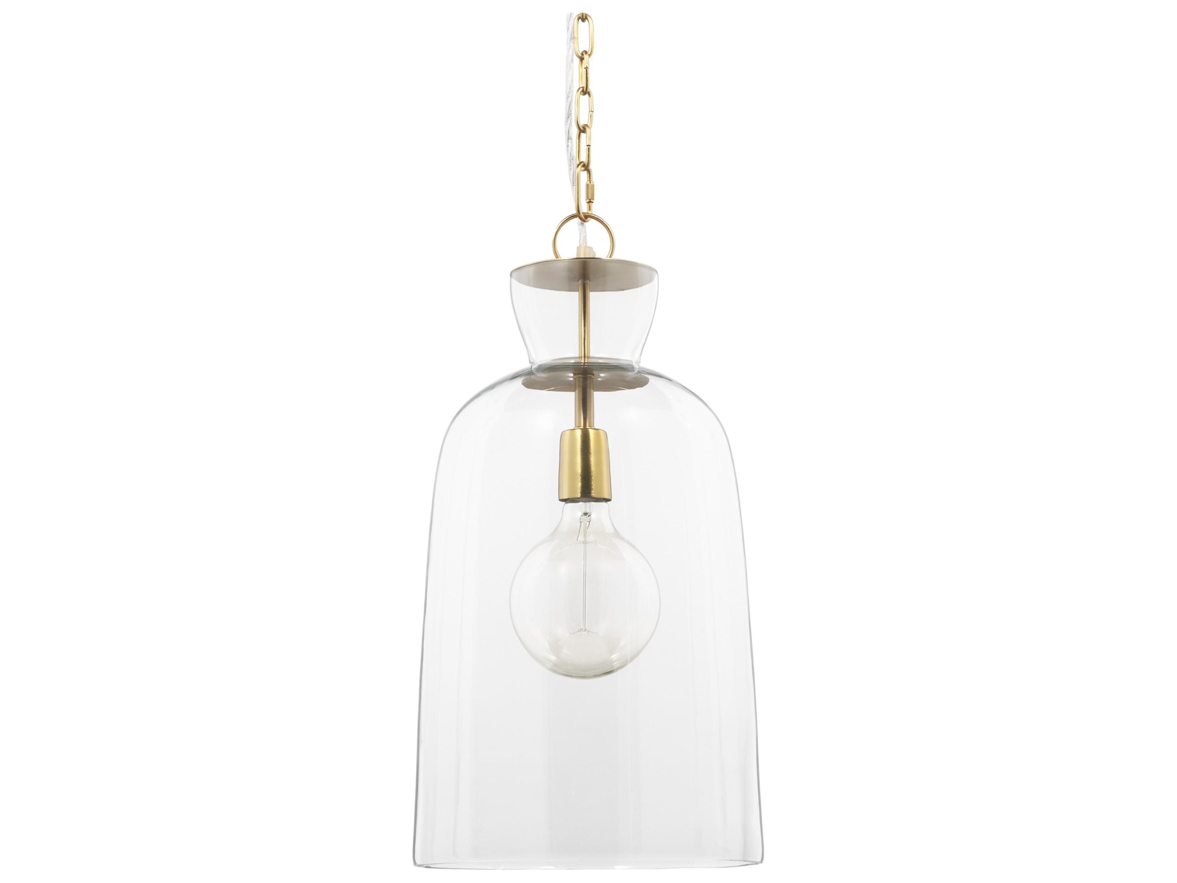 Sadah Tall Clear Blown Glass w/ Gold Metal Pendant Light