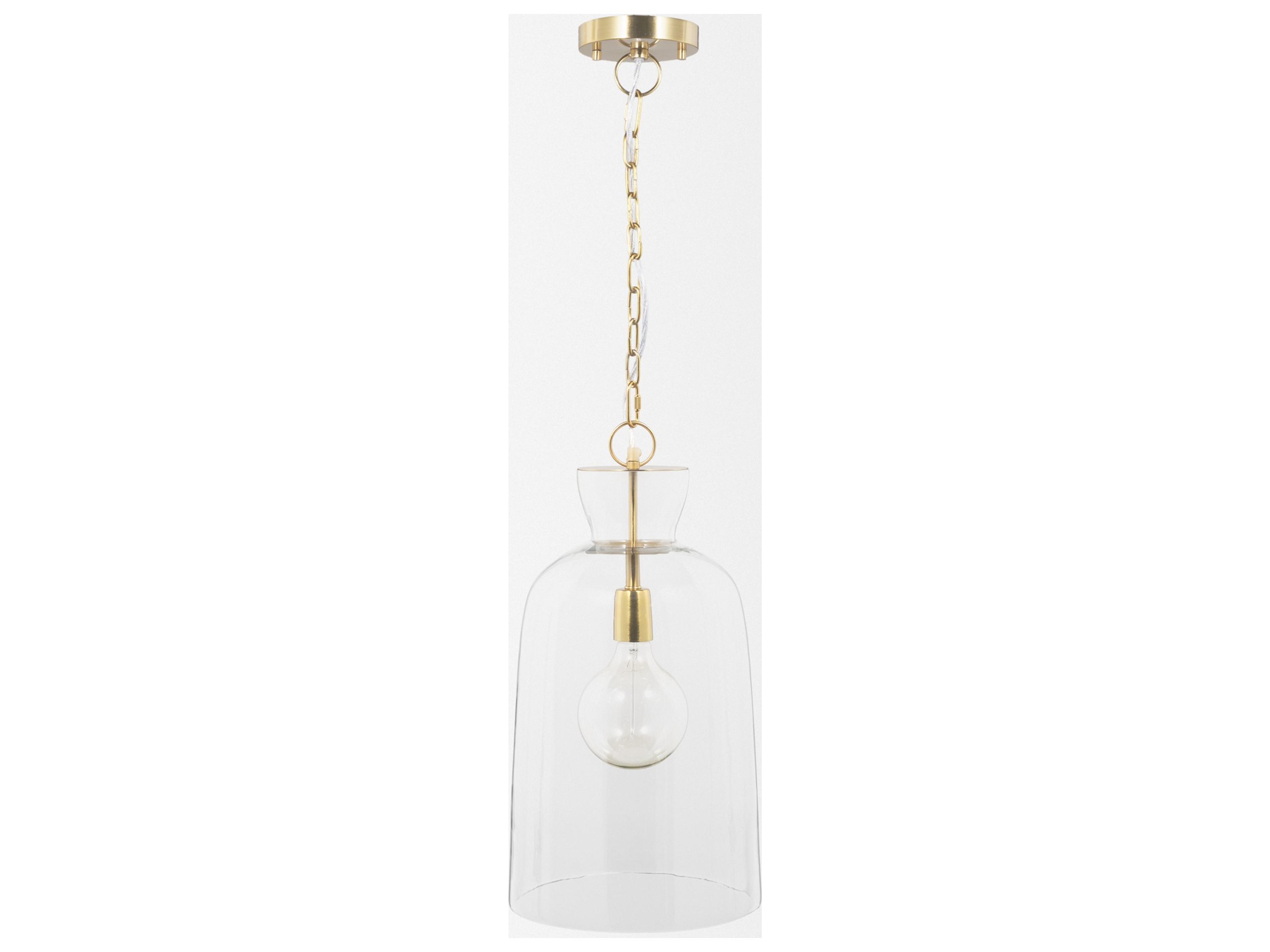 Mercana Sadah Tall Clear Blown Glass w/ Gold Metal Pendant Light