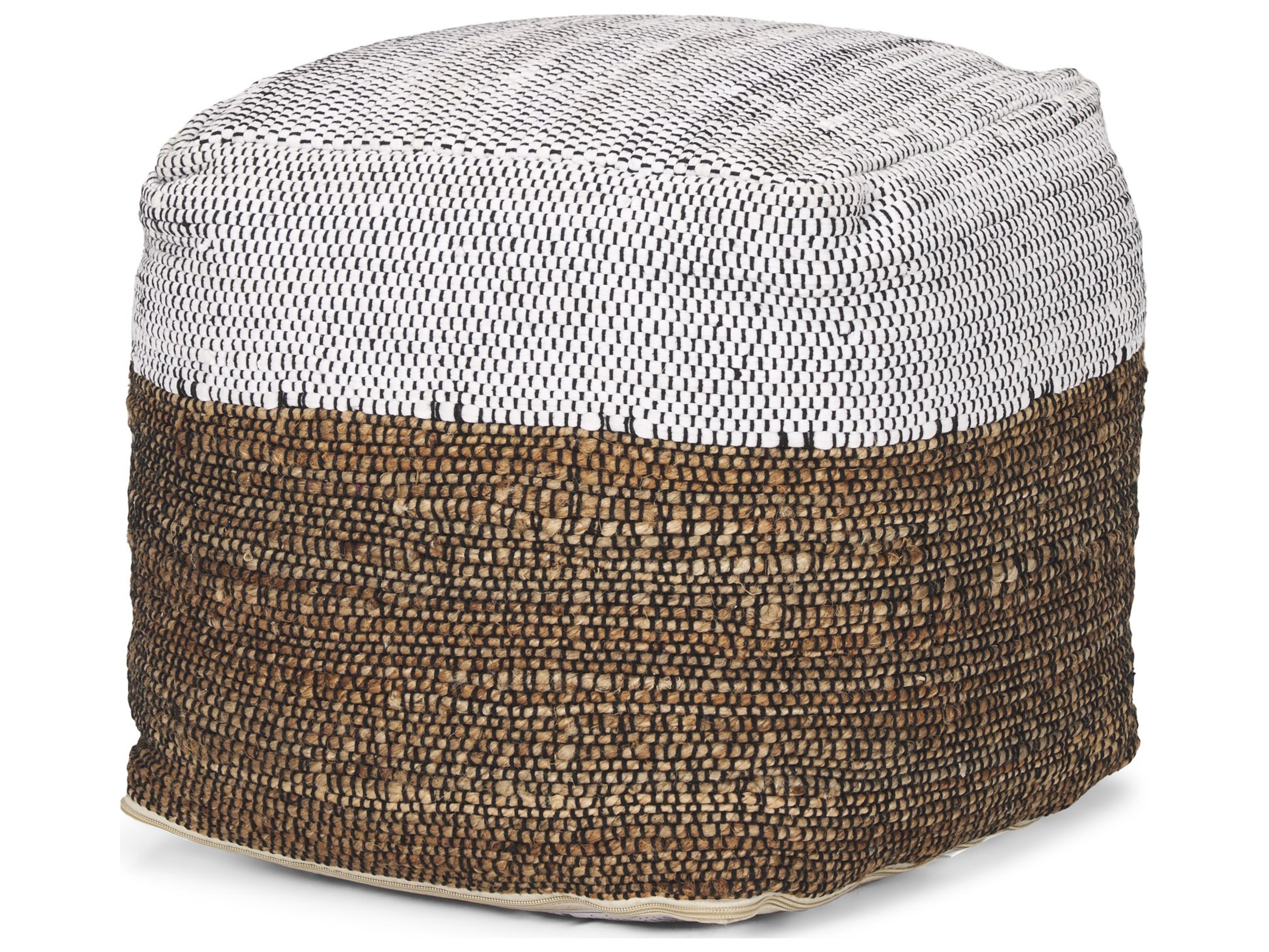 Mercana Samiya Jute w/ White Cotton Pouf