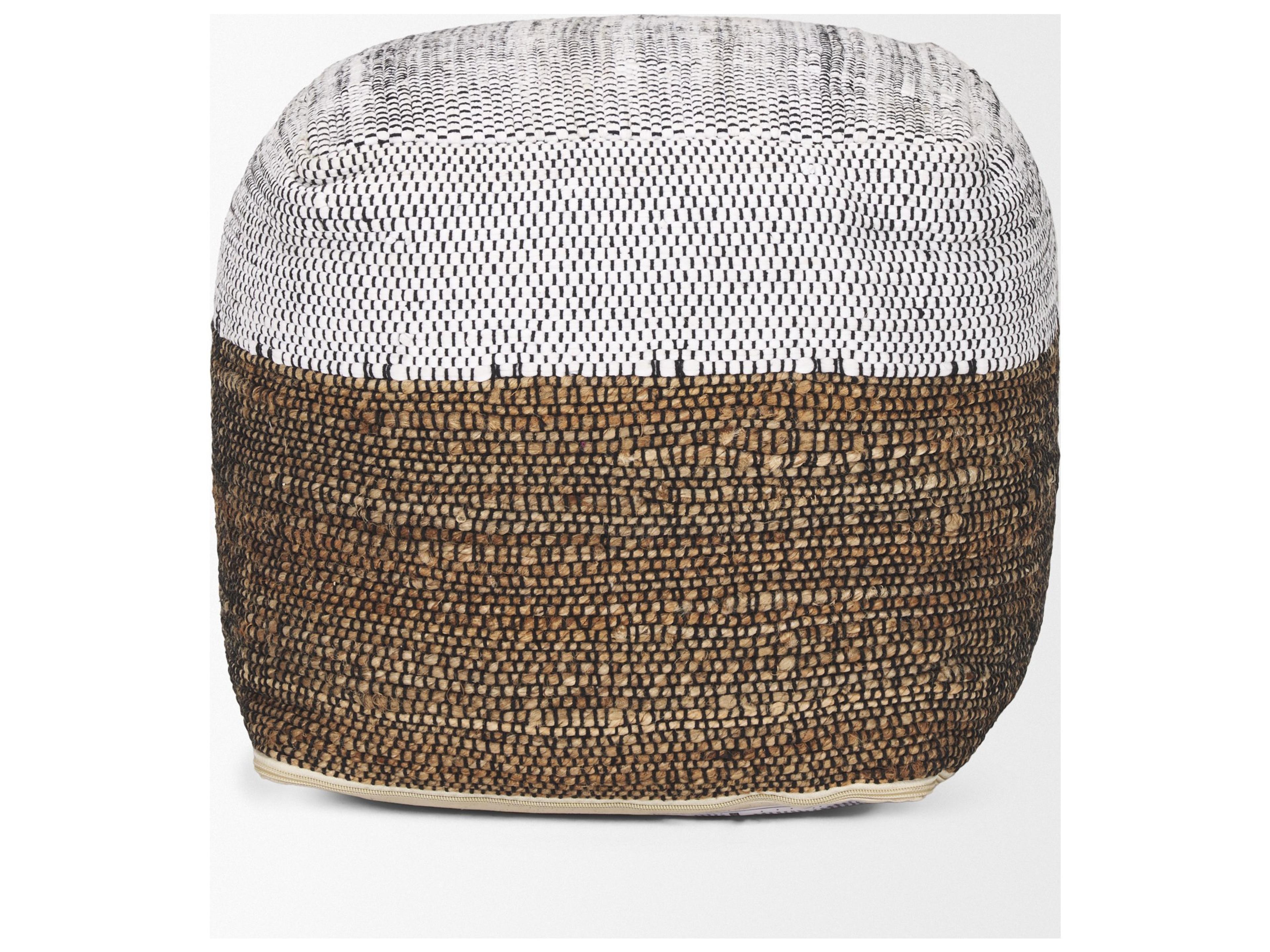Mercana Samiya Jute w/ White Cotton Pouf