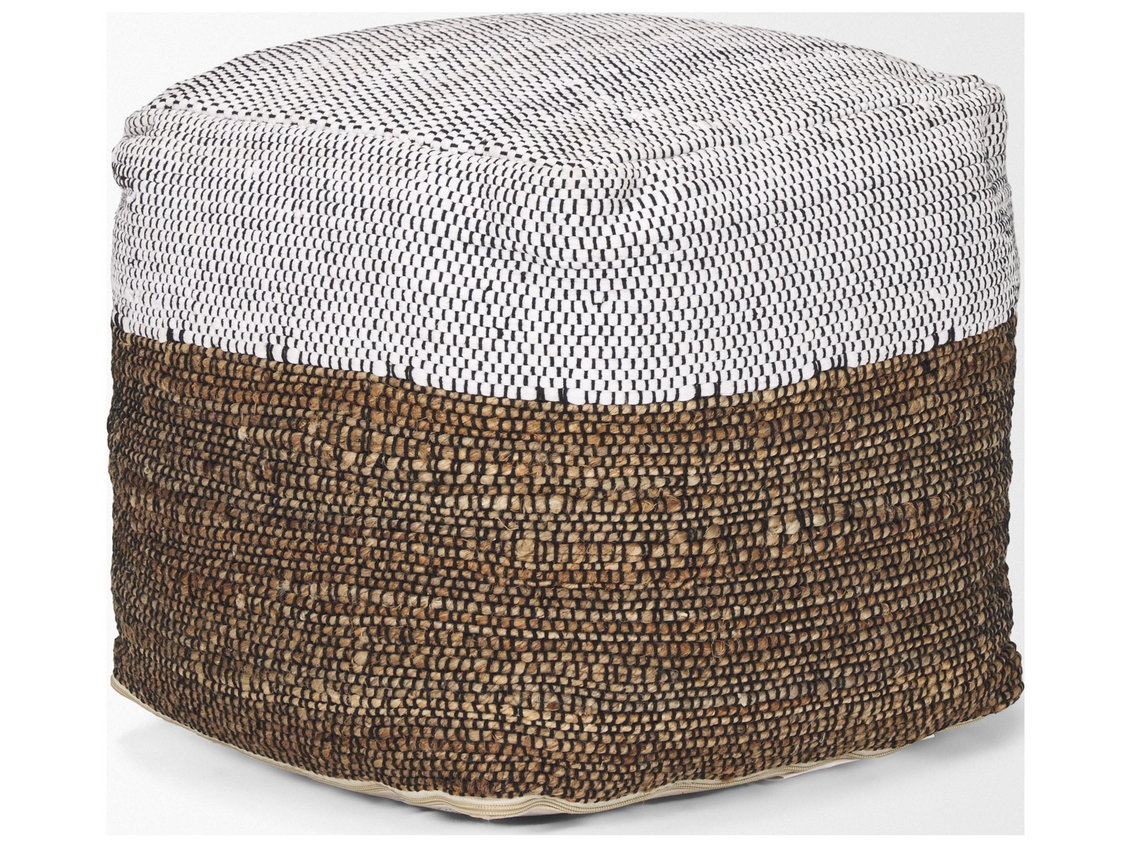 Mercana Samiya Jute w/ White Cotton Pouf