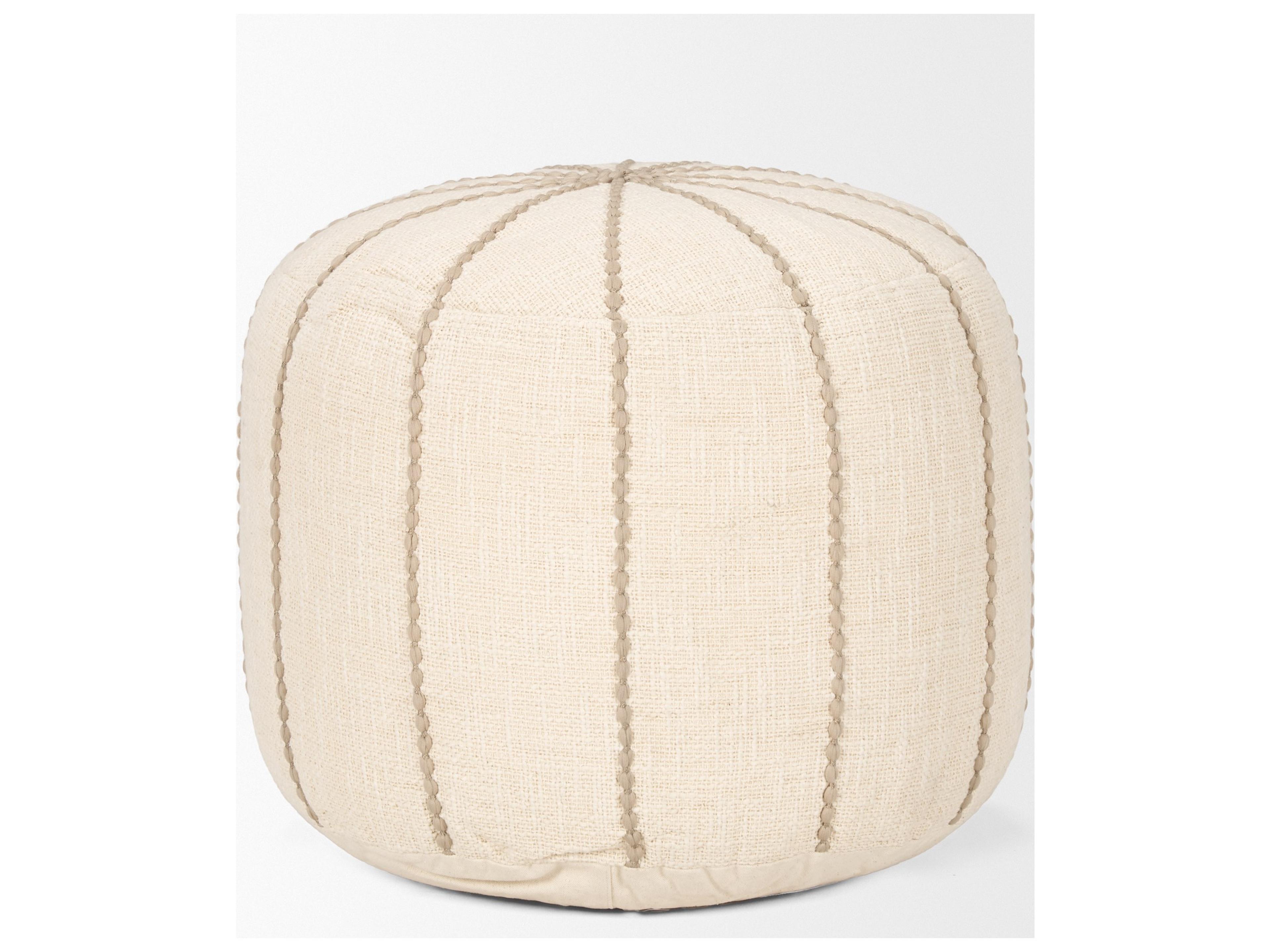 Mercana Sachi Beige w/ Stitching Pouf