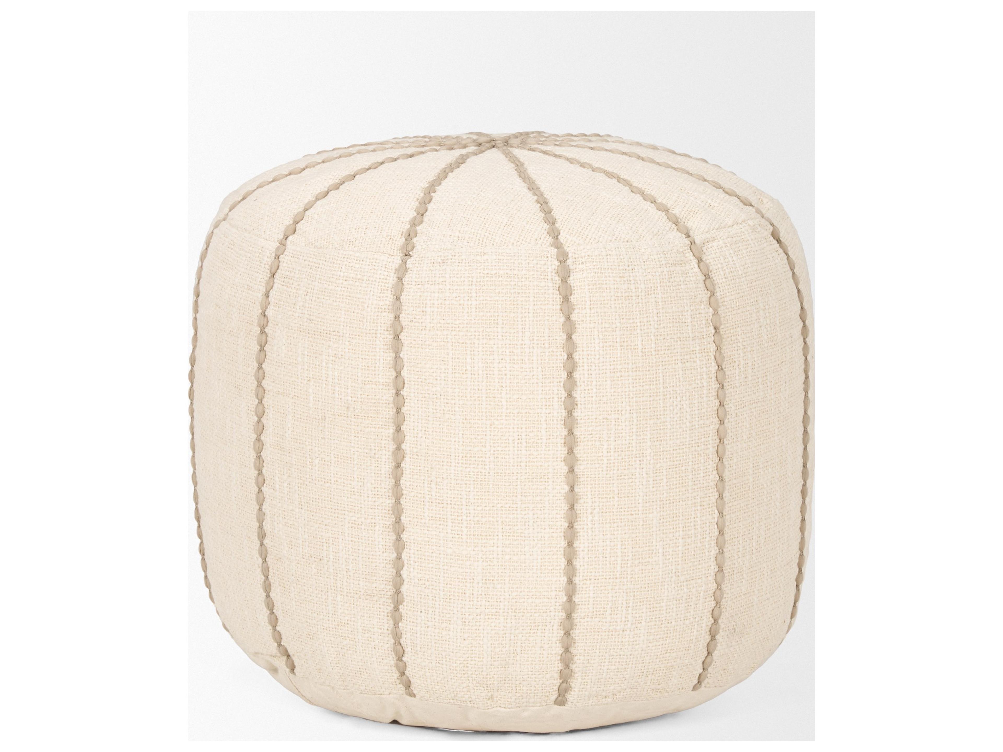 Mercana Sachi Beige w/ Stitching Pouf