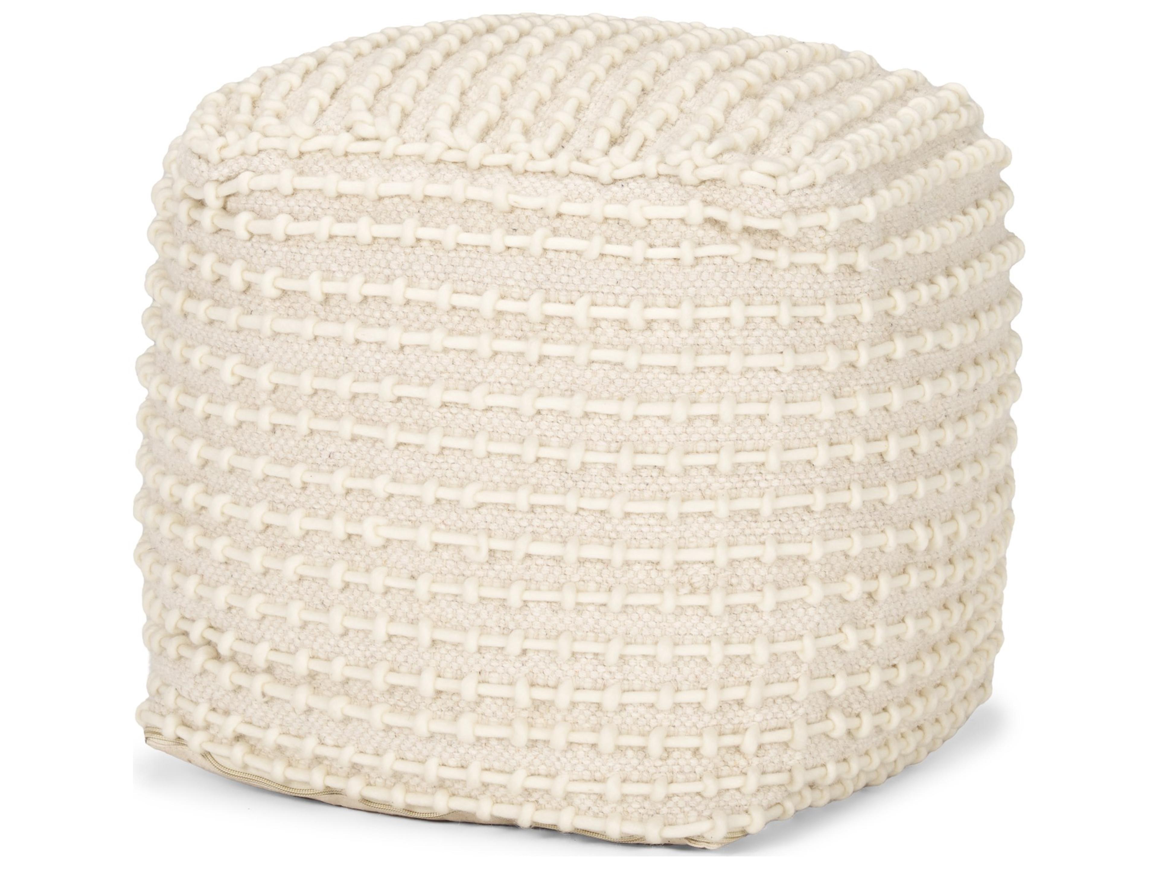 Mercana Sakaye Beige w/ Cream Stitched Patterned Pouf