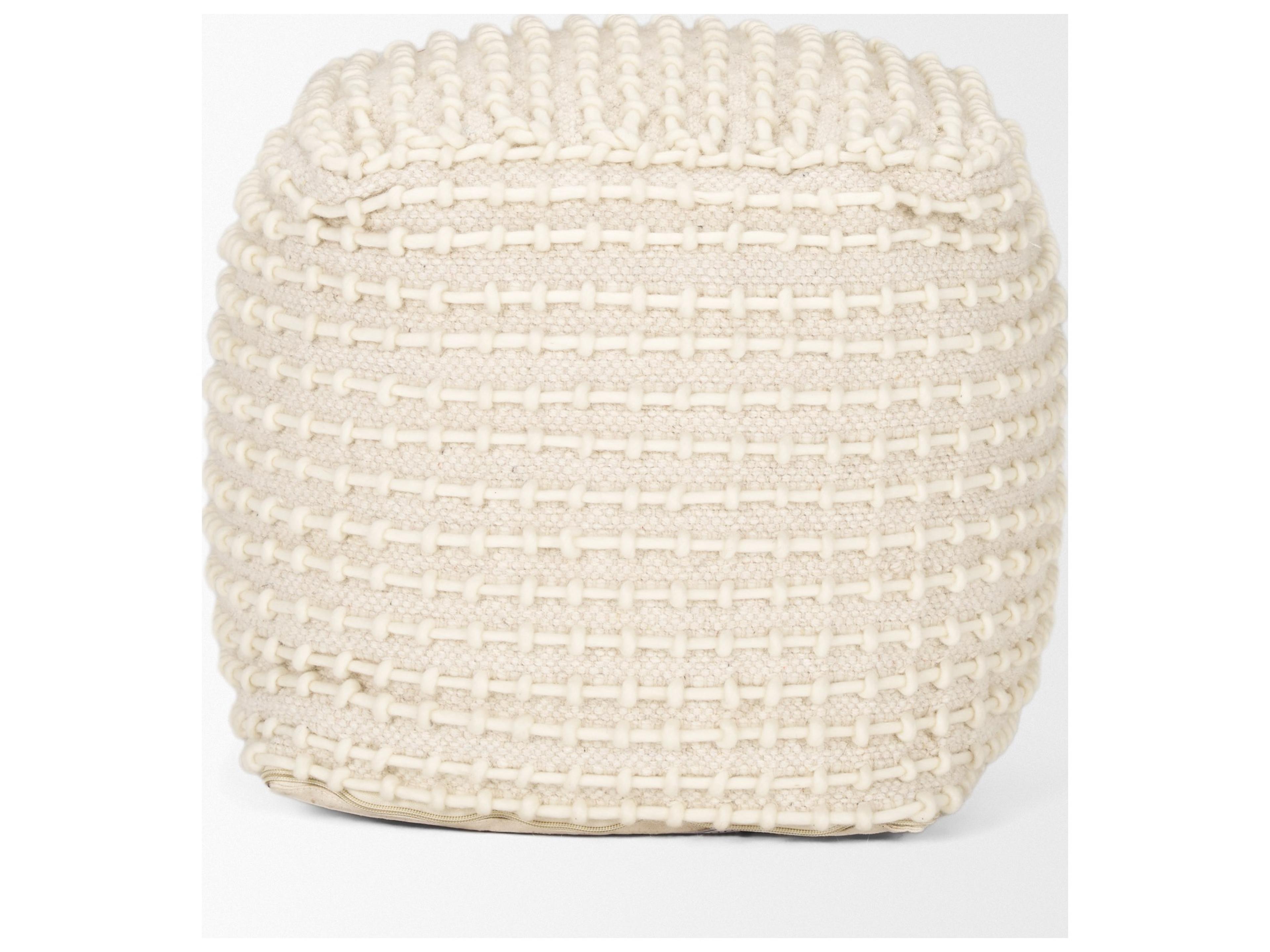 Mercana Sakaye Beige w/ Cream Stitched Patterned Pouf