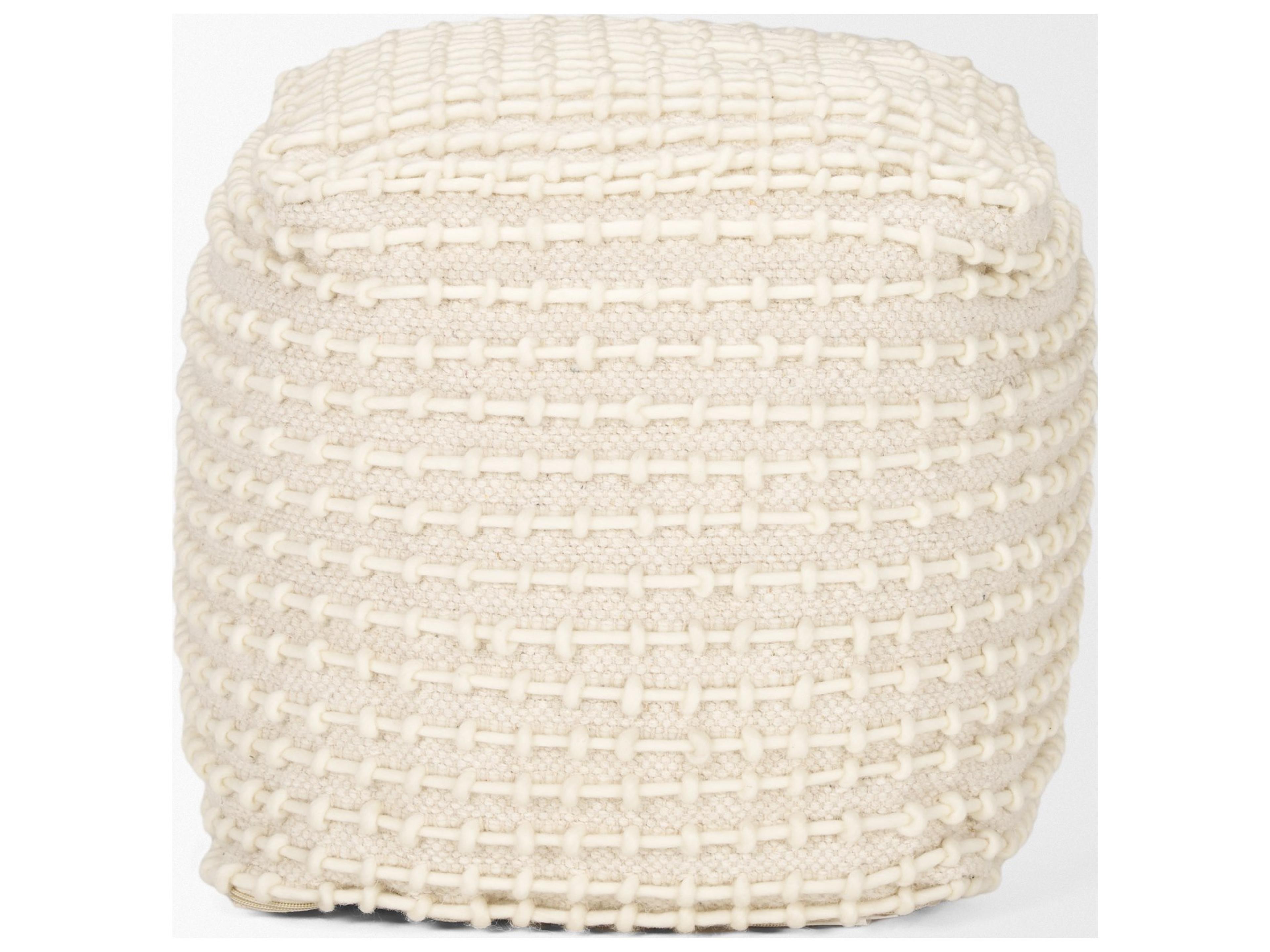 Mercana Sakaye Beige w/ Cream Stitched Patterned Pouf
