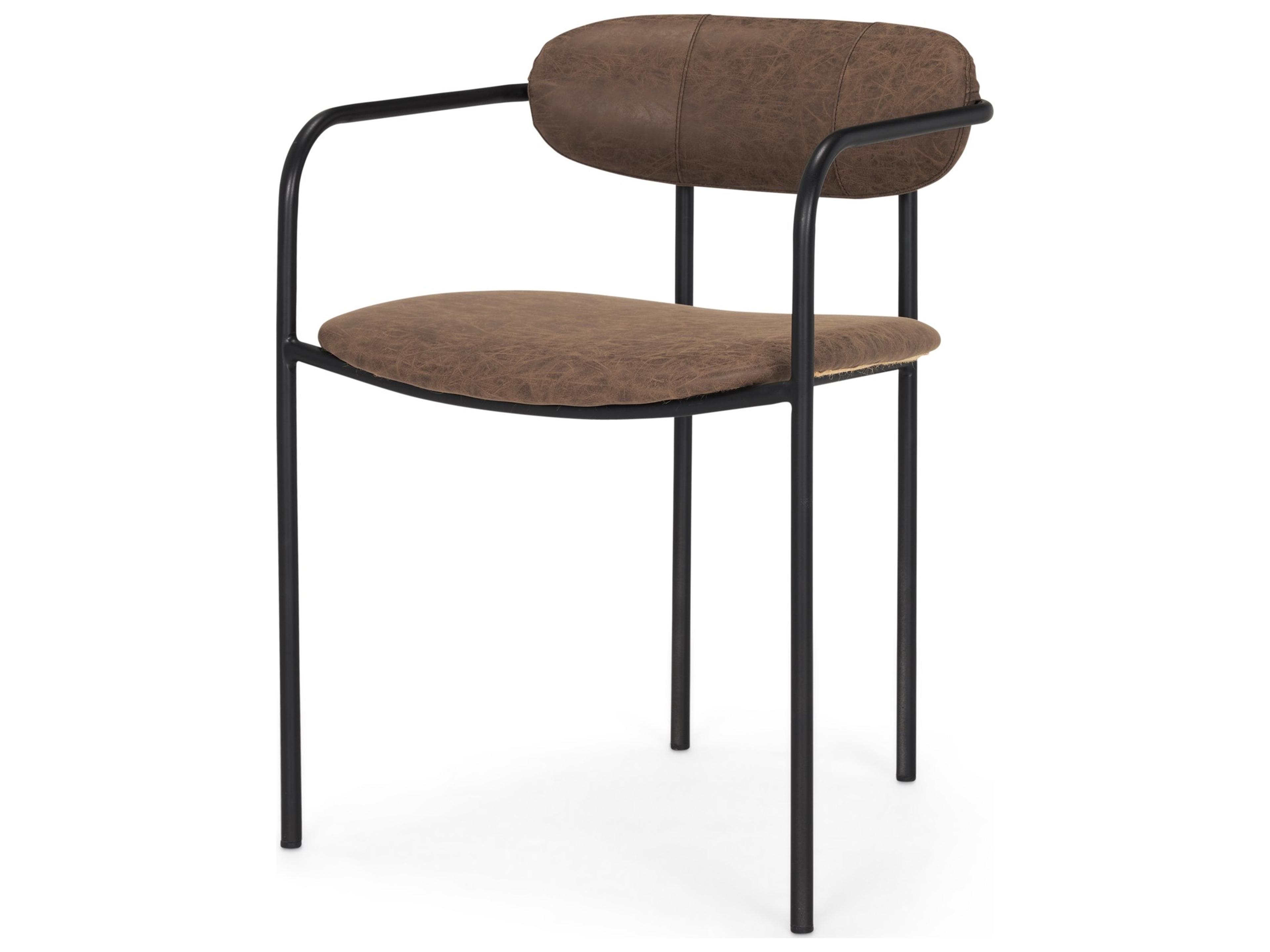 Parker Muted Brown Faux Leather w/ Black Metal Dining Chair