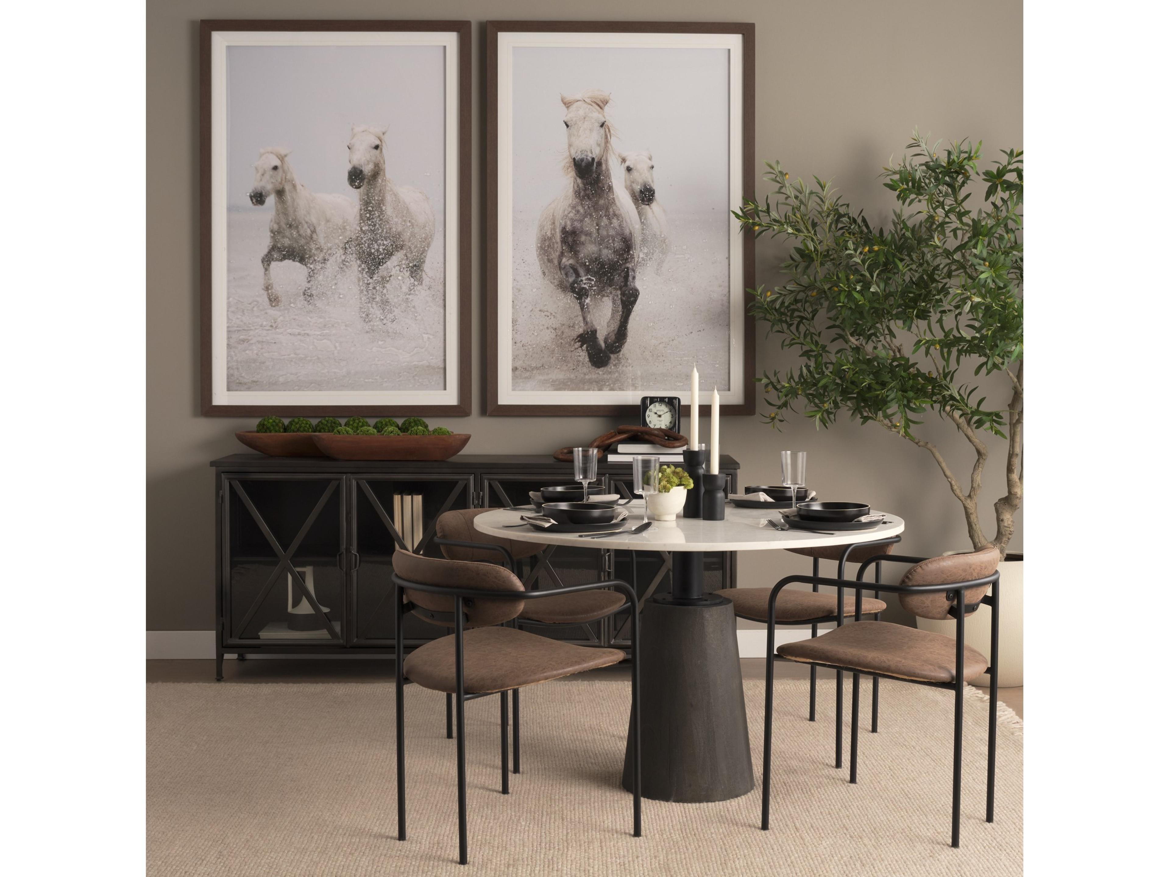 Mercana Parker Muted Brown Faux Leather w/ Black Metal Dining Chair